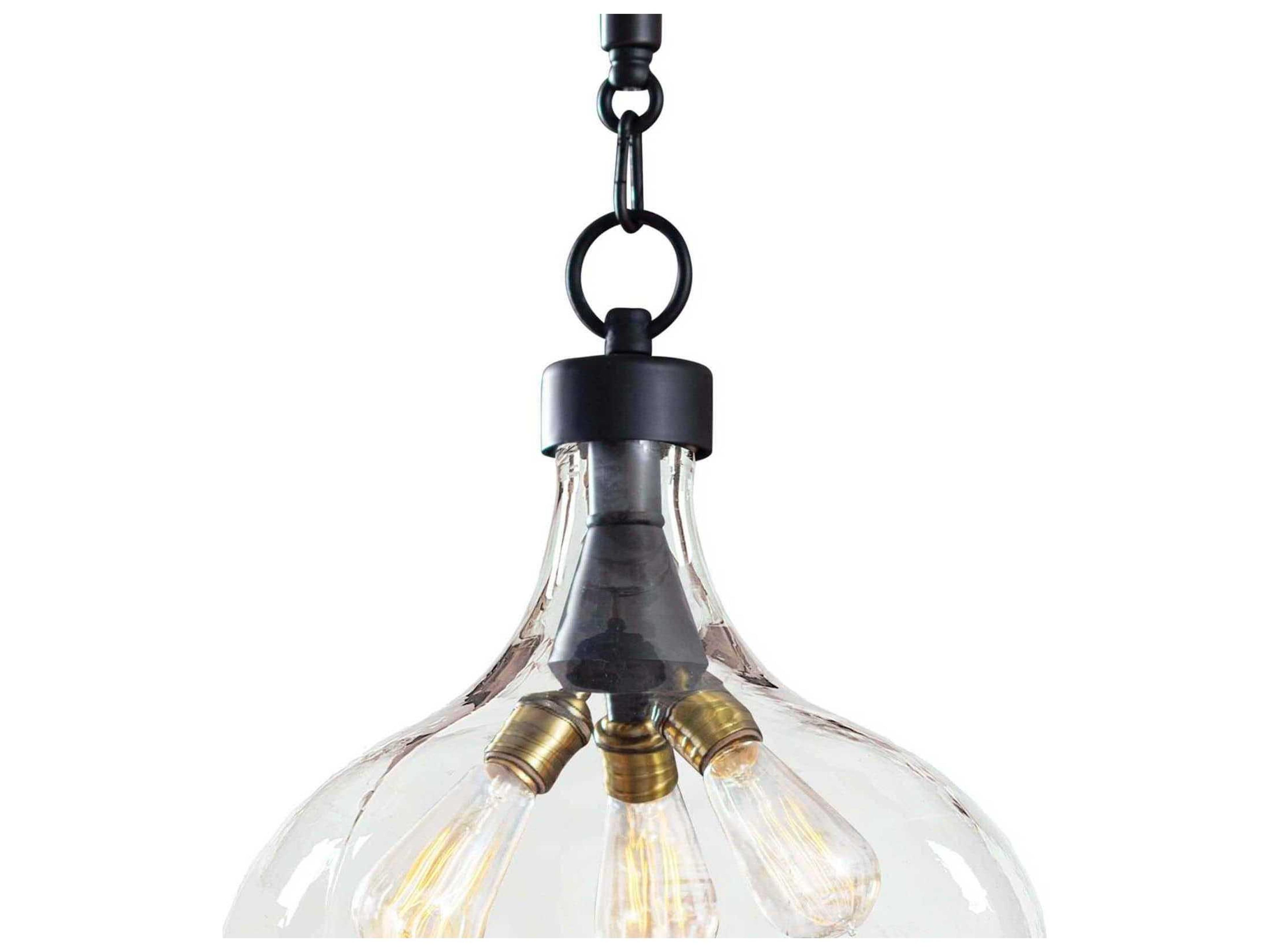 Regina Andrew Demi 3-Light Blackened Steel Glass Bell Pendant