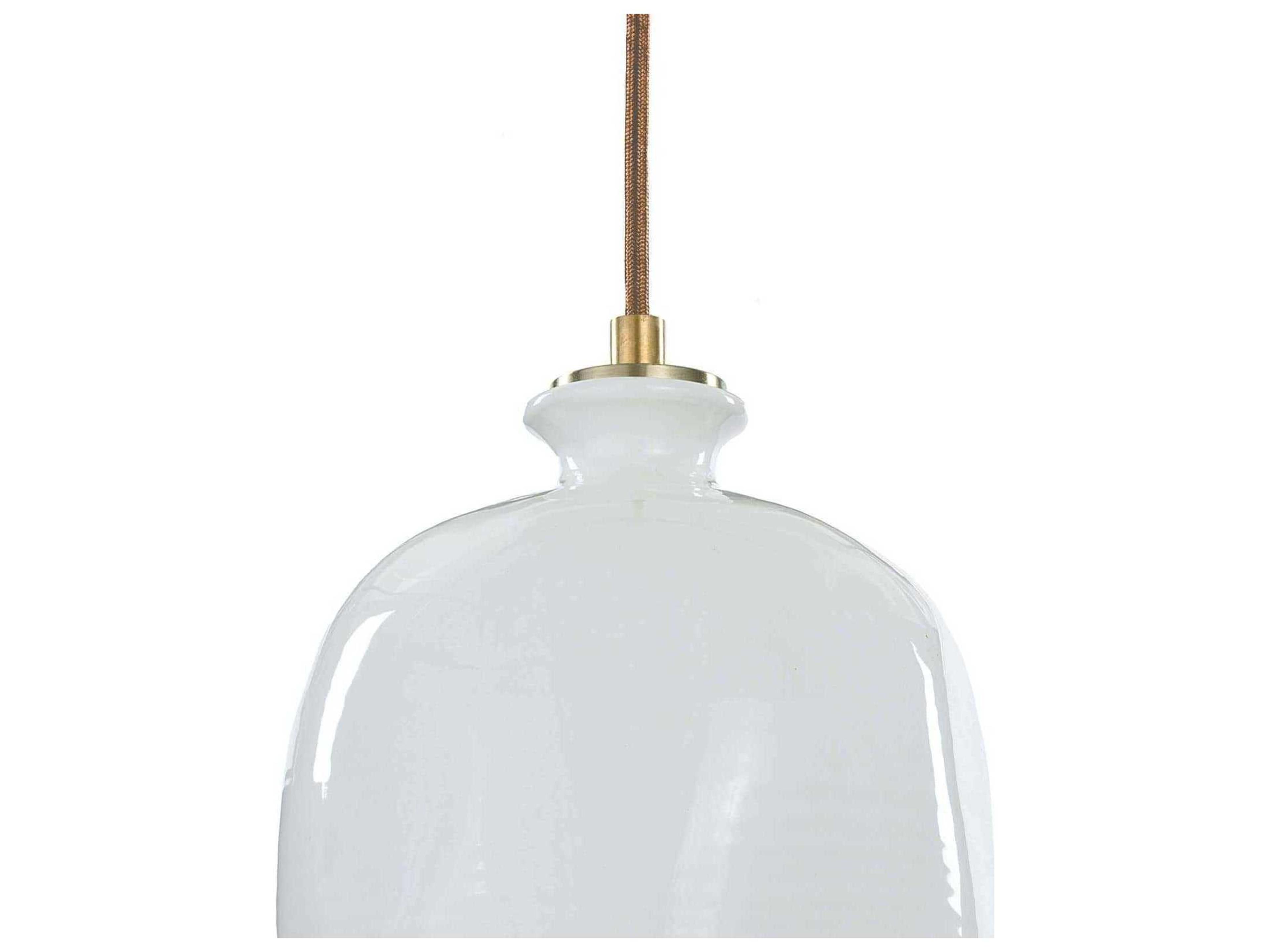 Regina Andrew Ceramic 1-Light Gloss White & Gold Bell Linear Mini Pendant