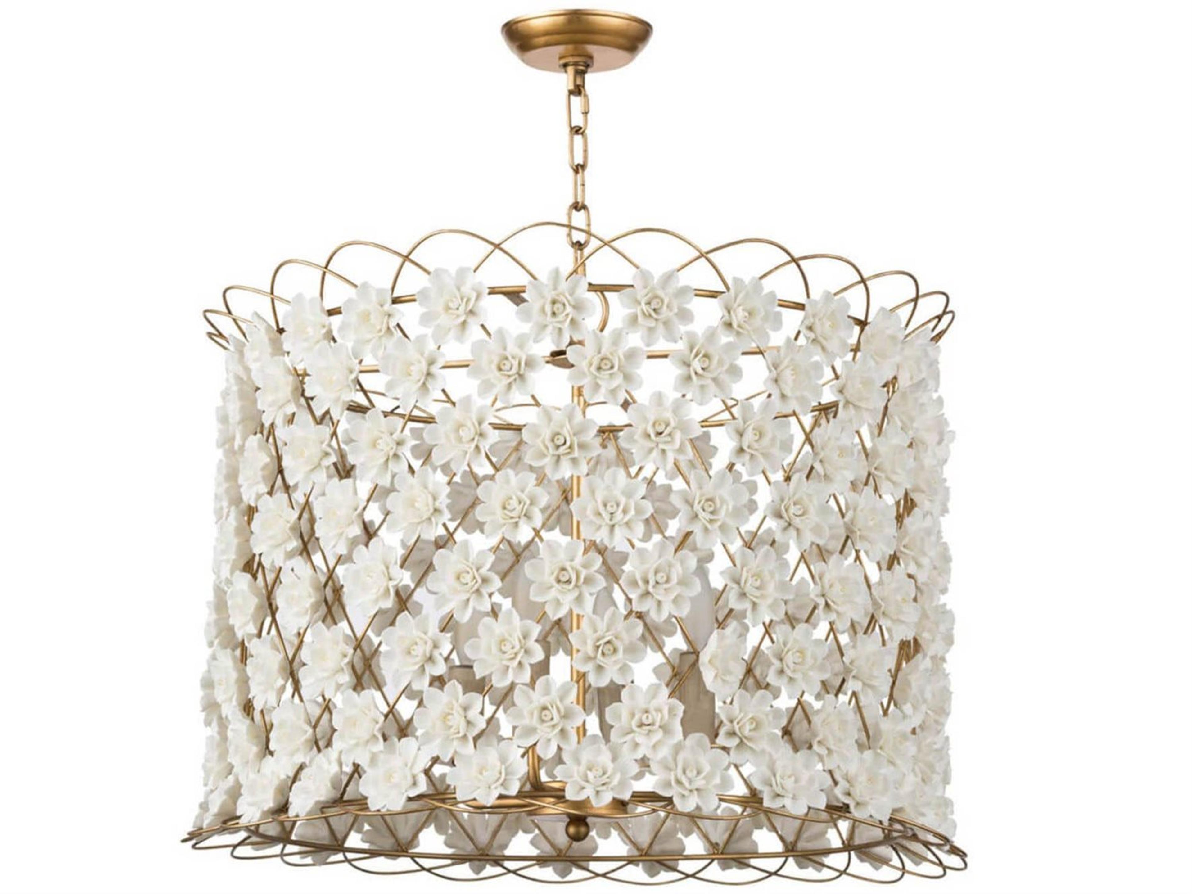 Alice Porcelain Flower Chandelier Gold Leaf