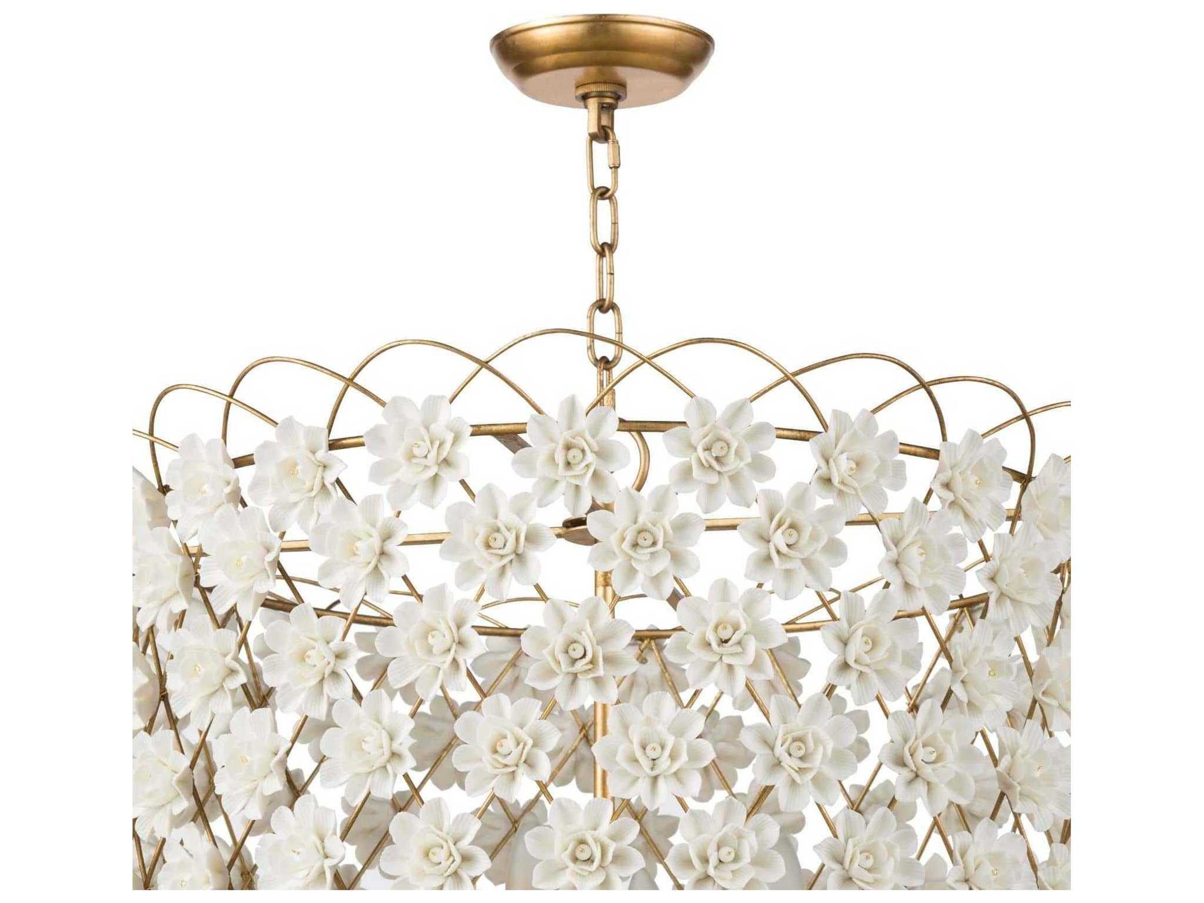Regina Andrew Alice 4-Light White & Gold Leaf Drum Chandelier