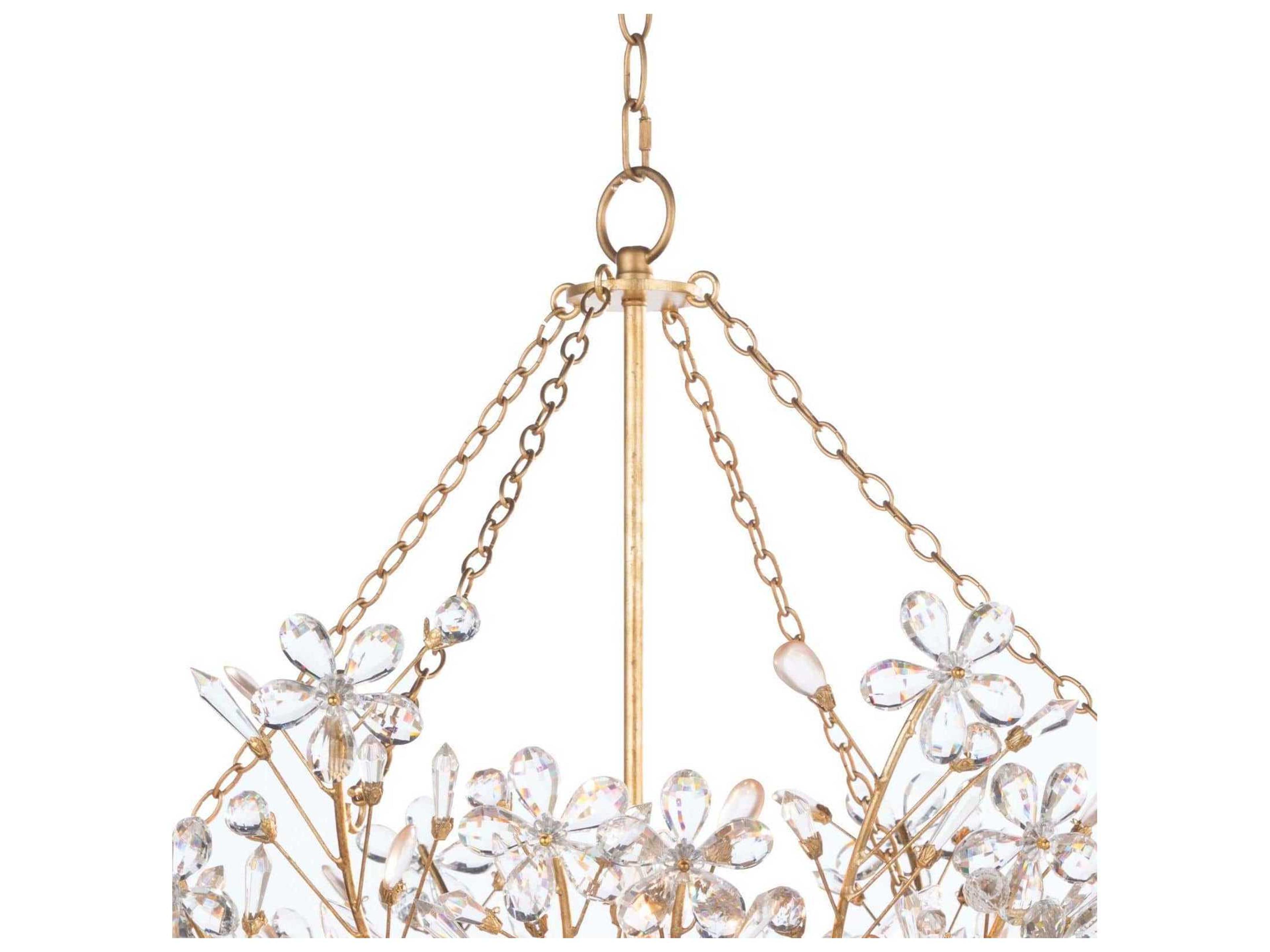 Regina Andrew Cheshire 6-Light Gold Leaf Crystal Bowl Pendant