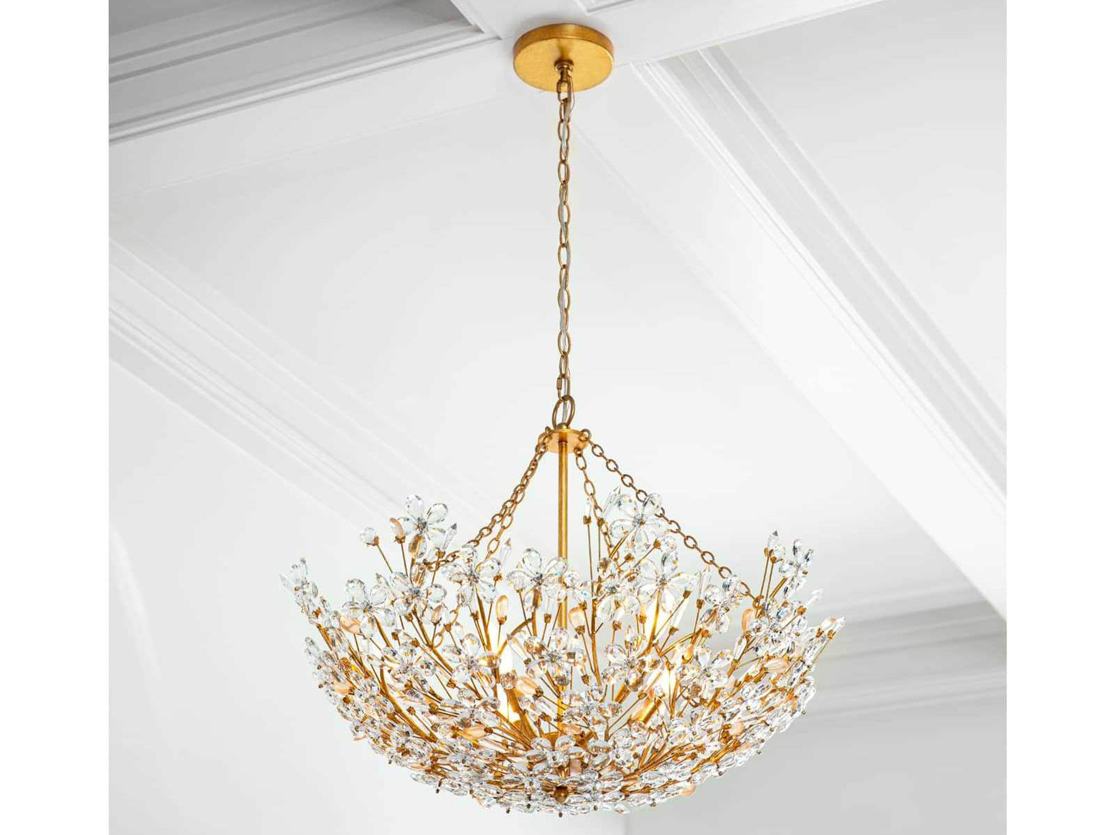 Regina Andrew Cheshire 6-Light Gold Leaf Crystal Bowl Pendant