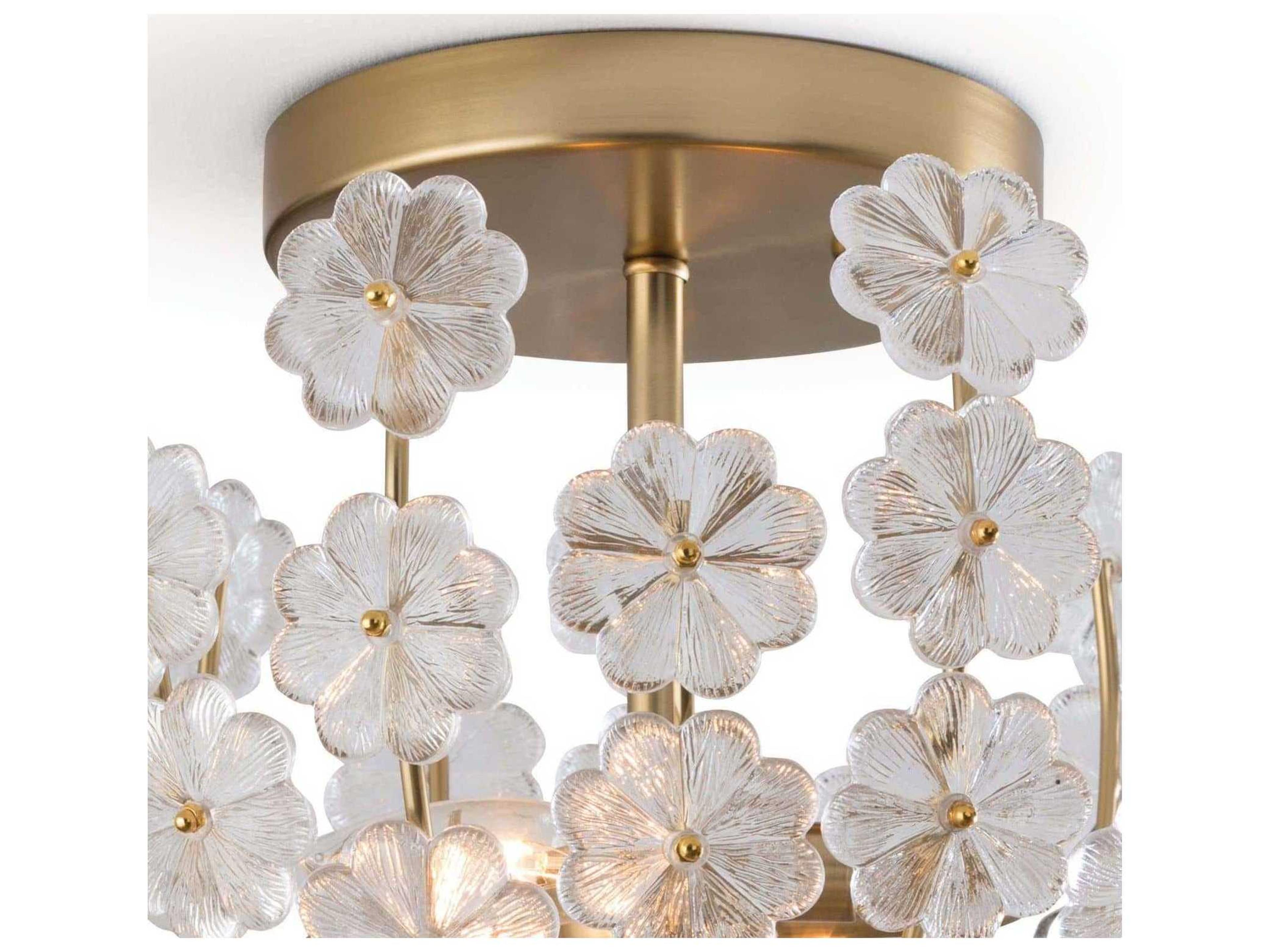 Regina Andrew Charlotte 2-Light Natural Brass Glass Bowl Semi Flush Mount