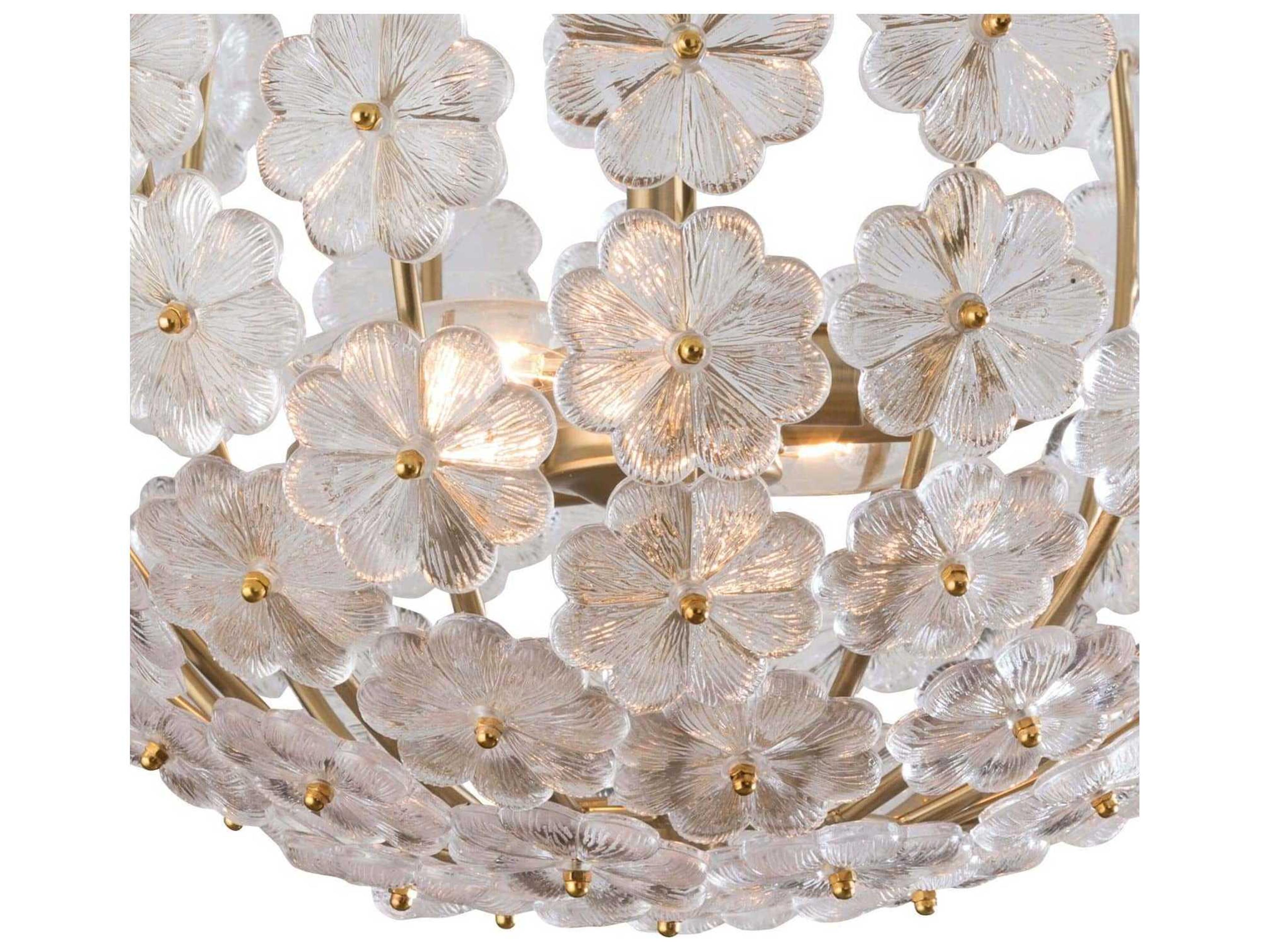Regina Andrew Charlotte 2-Light Natural Brass Glass Bowl Semi Flush Mount