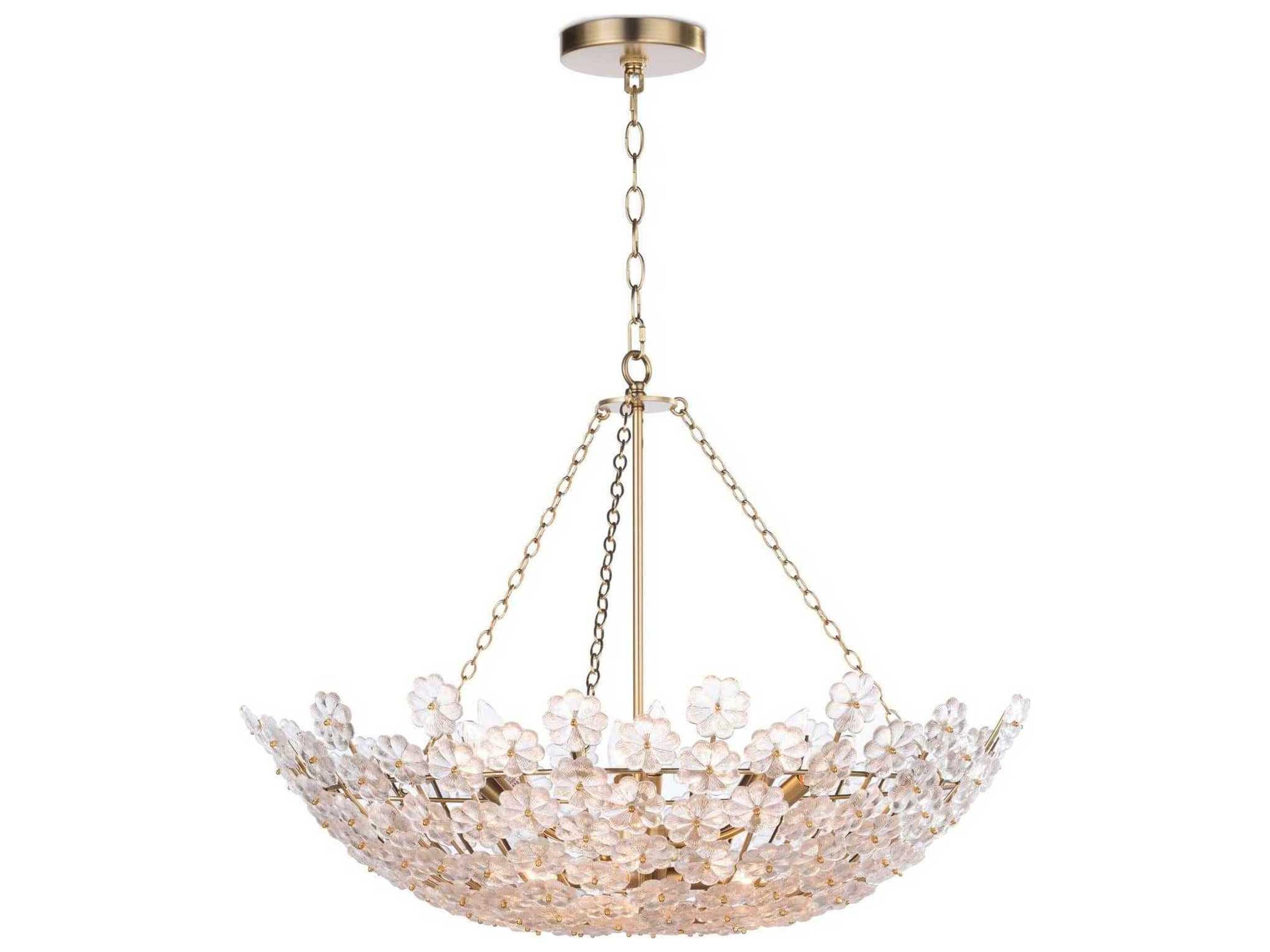 Charlotte 12-Light Natural Brass Bowl Chandelier