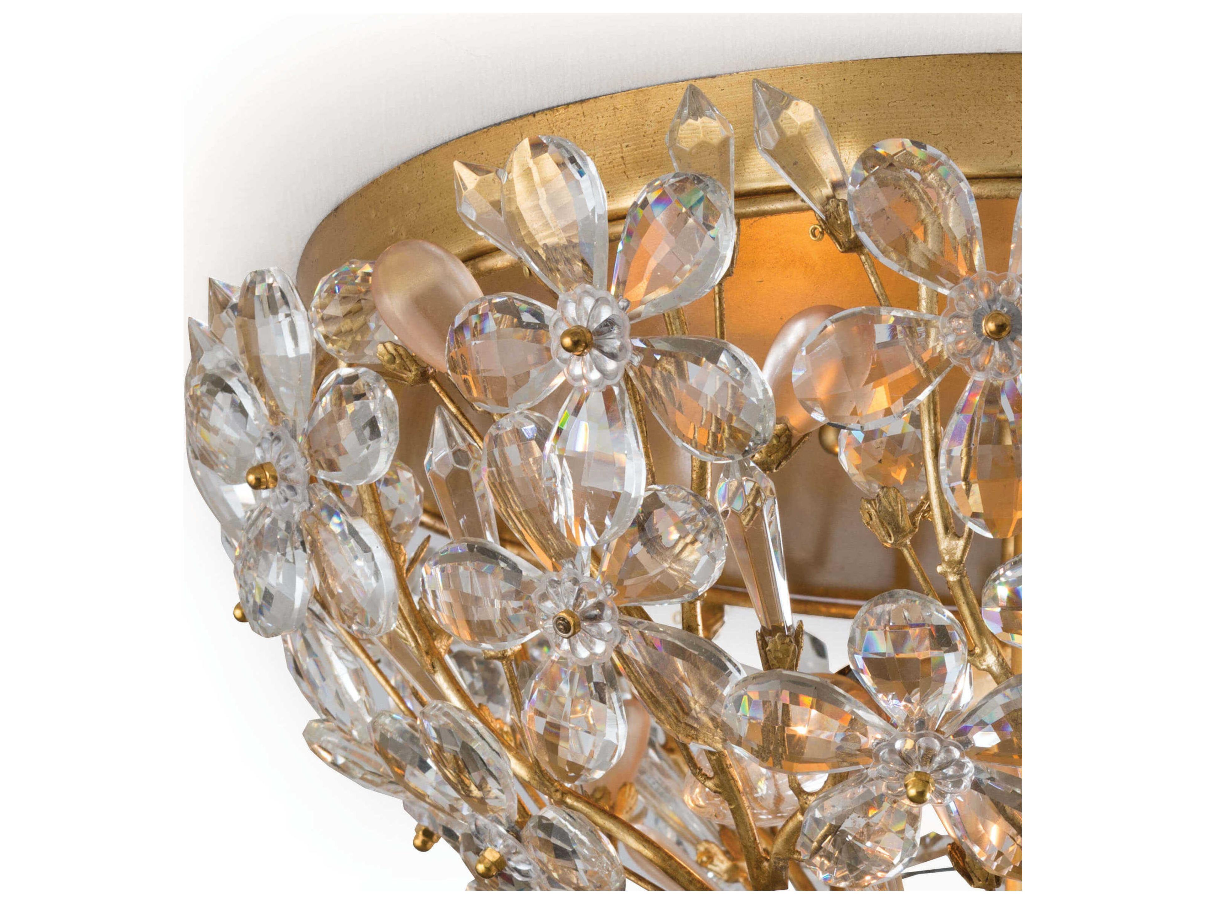 Regina Andrew Cheshire 2-Light Gold Leaf Crystal Bowl Flush Mount