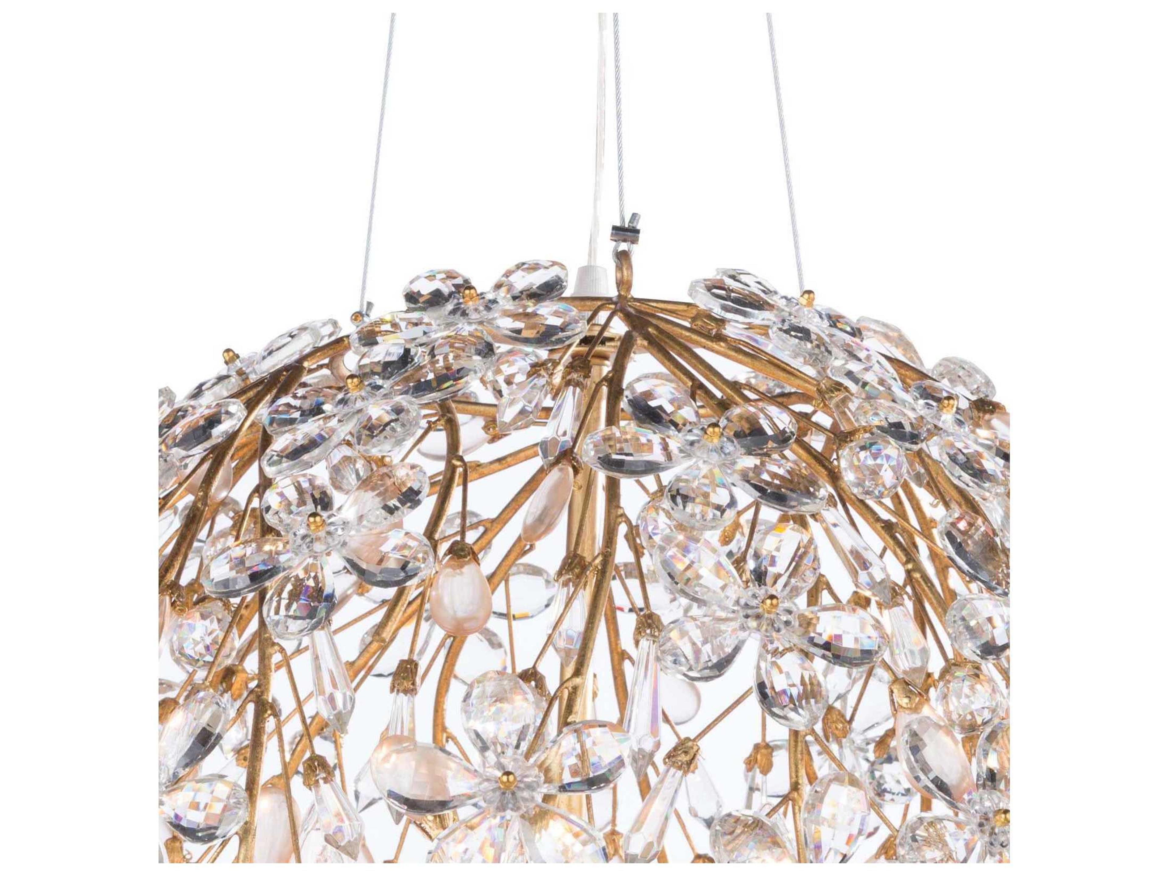 Regina Andrew Cheshire 6-Light Gold Leaf Crystal Candelabra Globe Chandelier