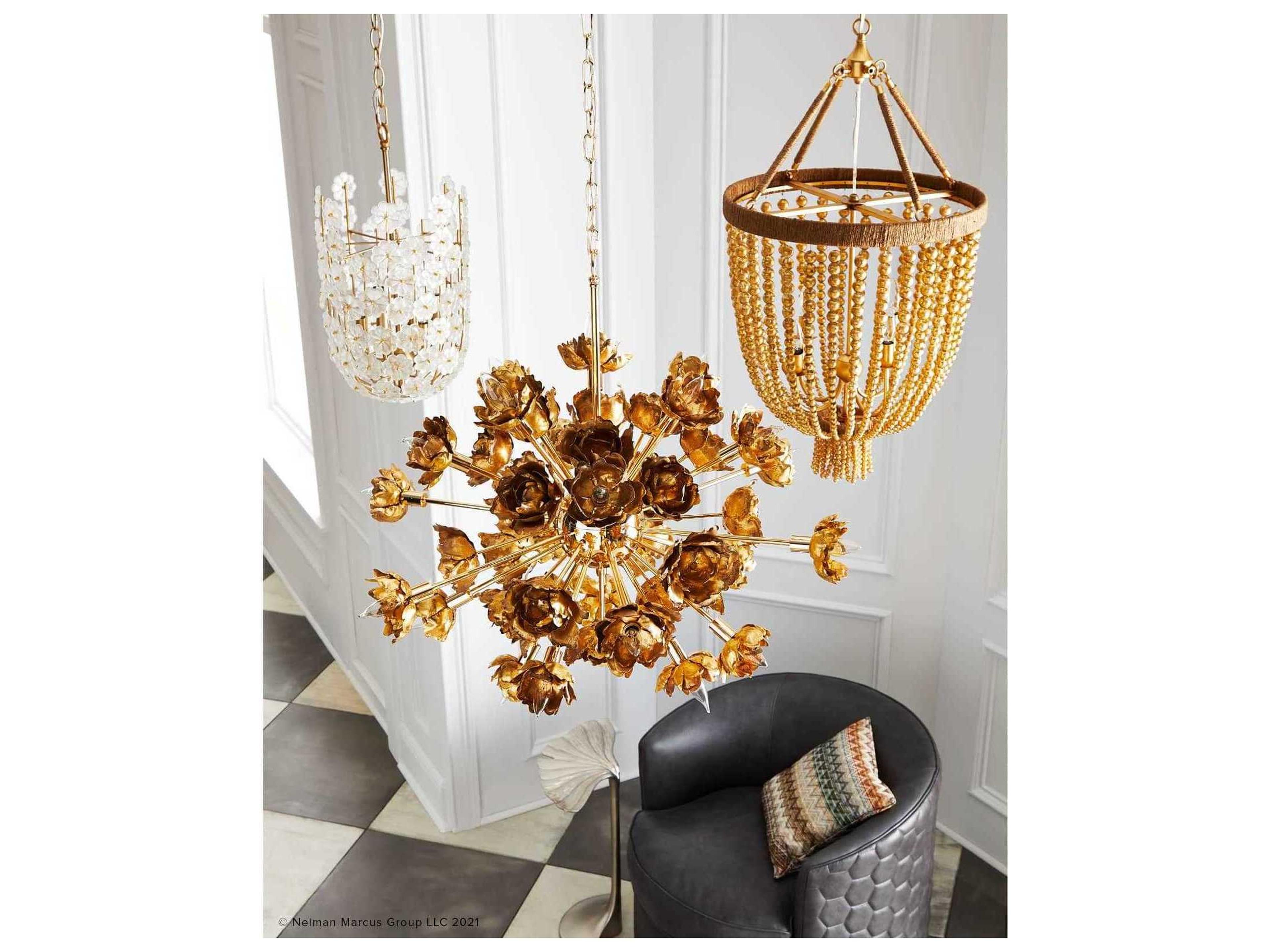 Regina Andrew Charlotte 6-Light Natural Brass Glass Cylinder Mini Pendant