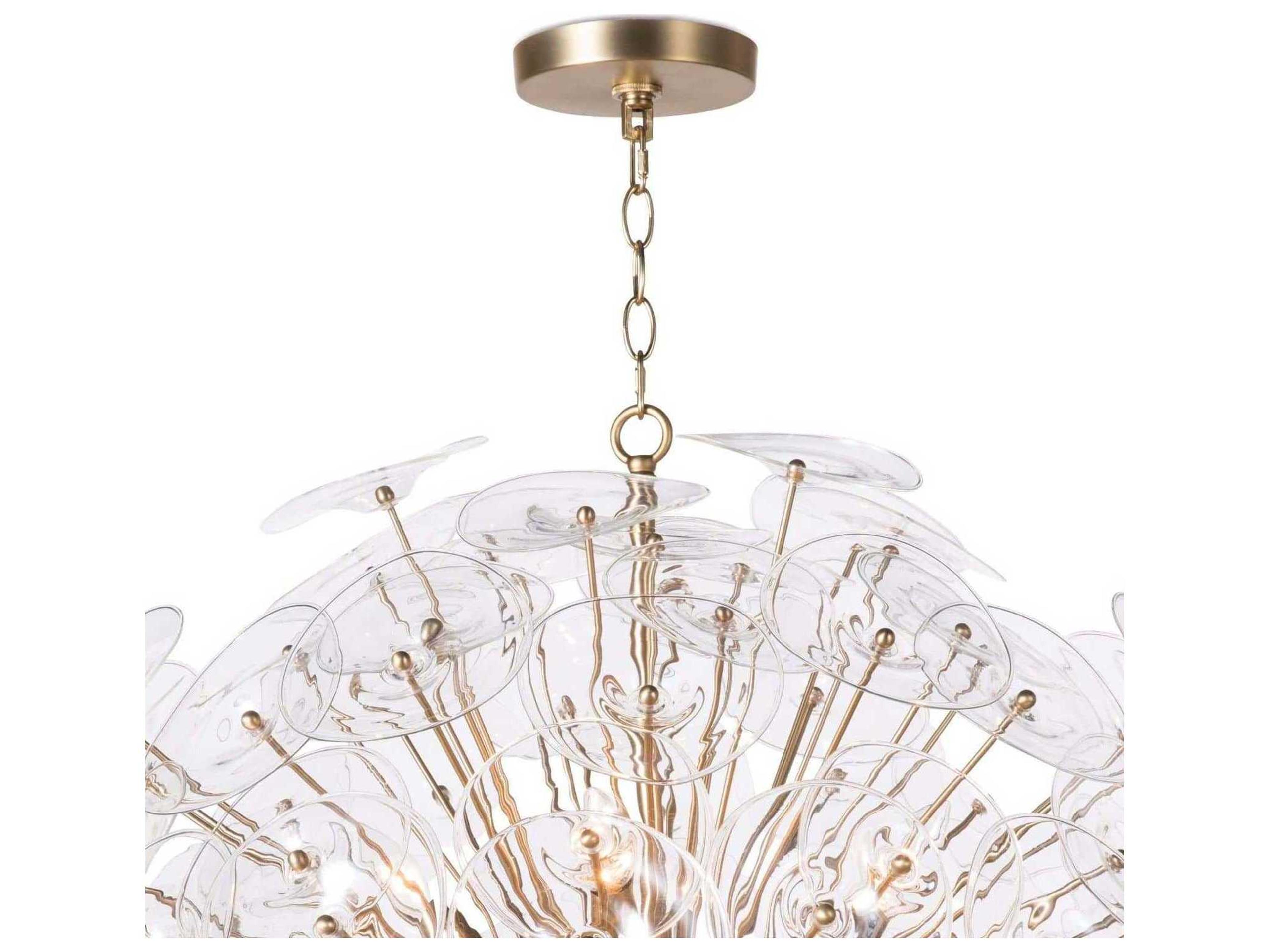 Regina Andrew Poppy 12-Light Natural Brass Glass Geometric Linear Pendant