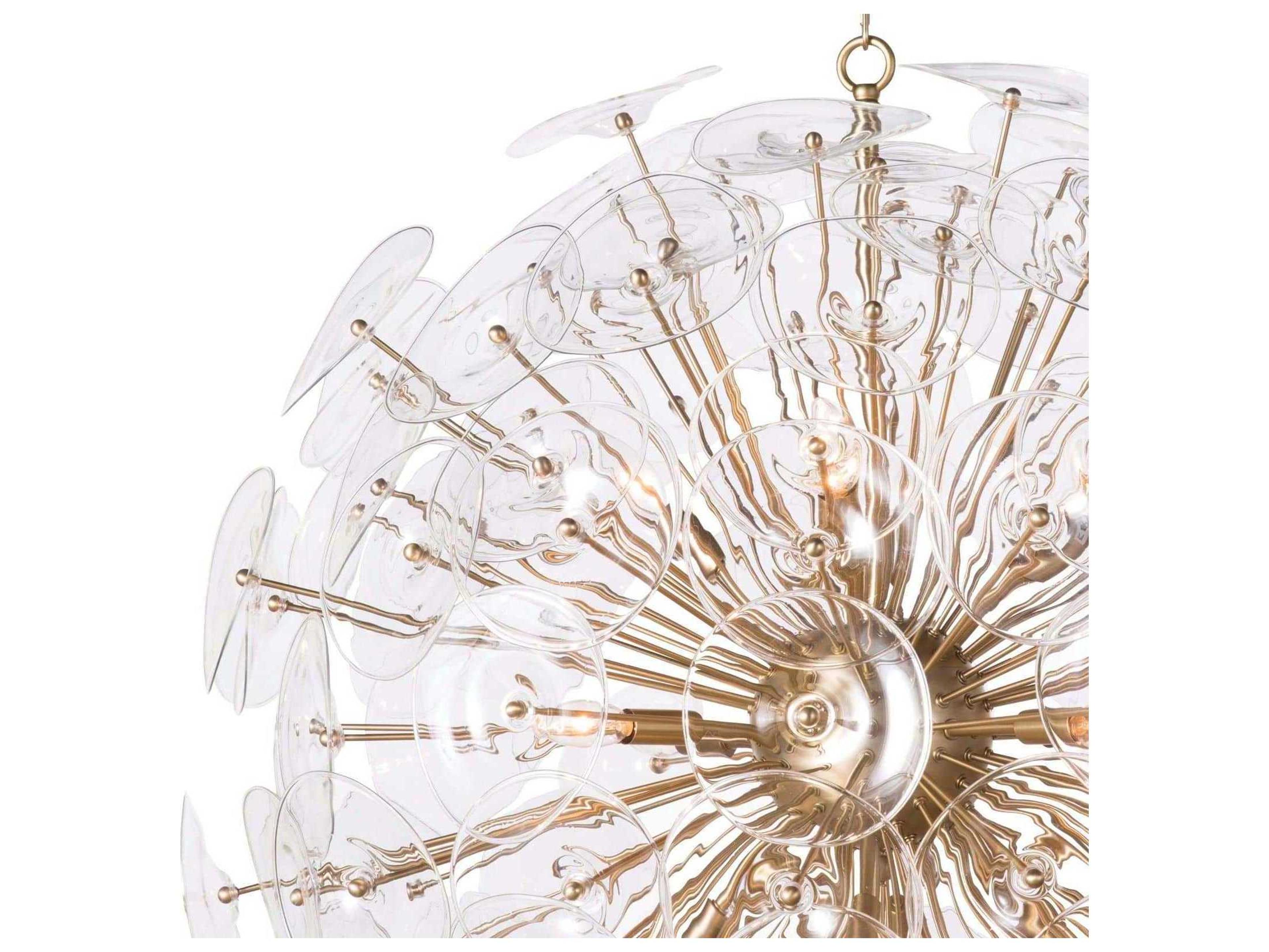 Regina Andrew Poppy 12-Light Natural Brass Glass Geometric Linear Pendant