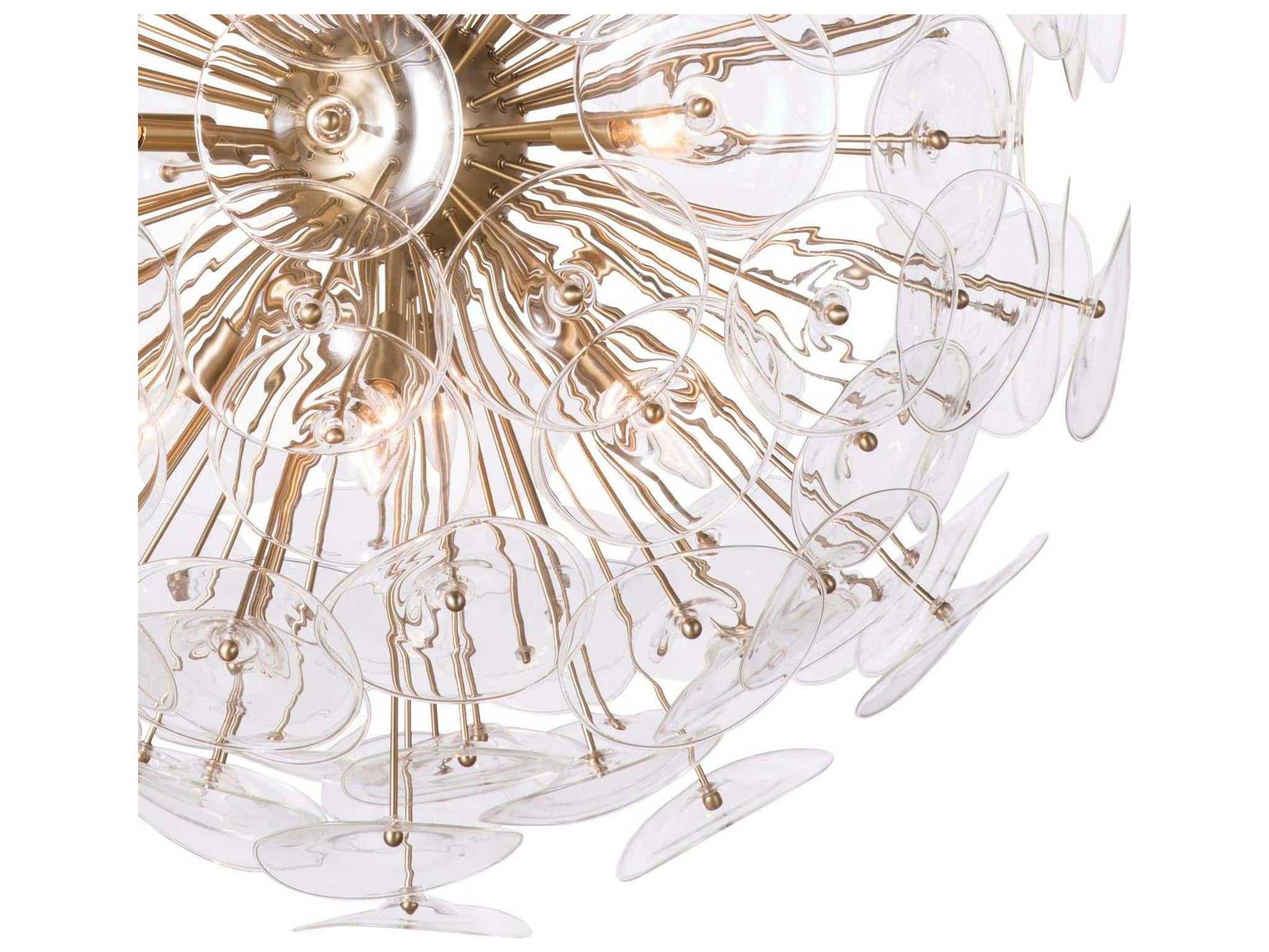 Regina Andrew Poppy 12-Light Natural Brass Glass Geometric Linear Pendant