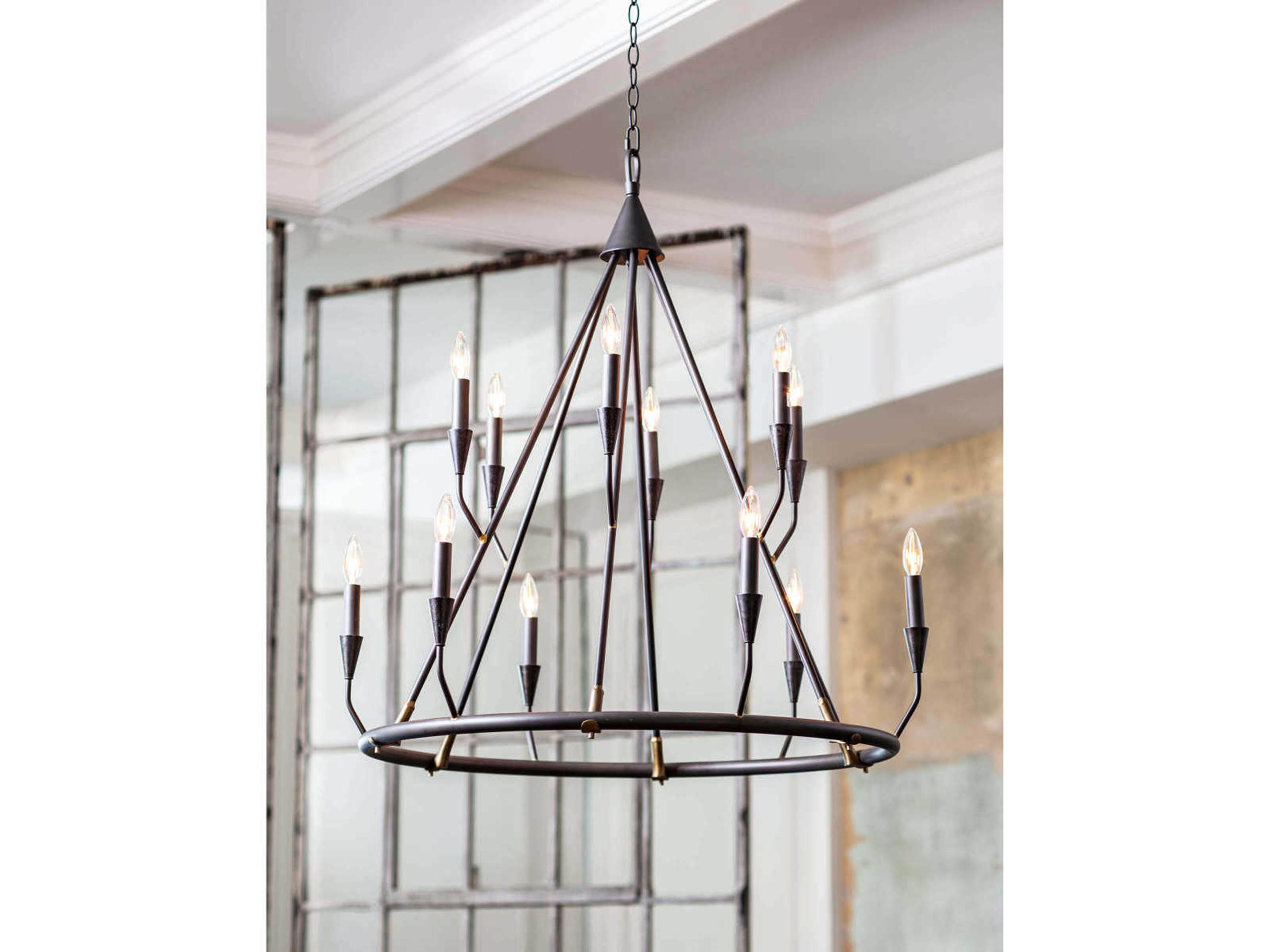 Regina Andrew 12-Light Blackened Steel Candelabra Chandelier