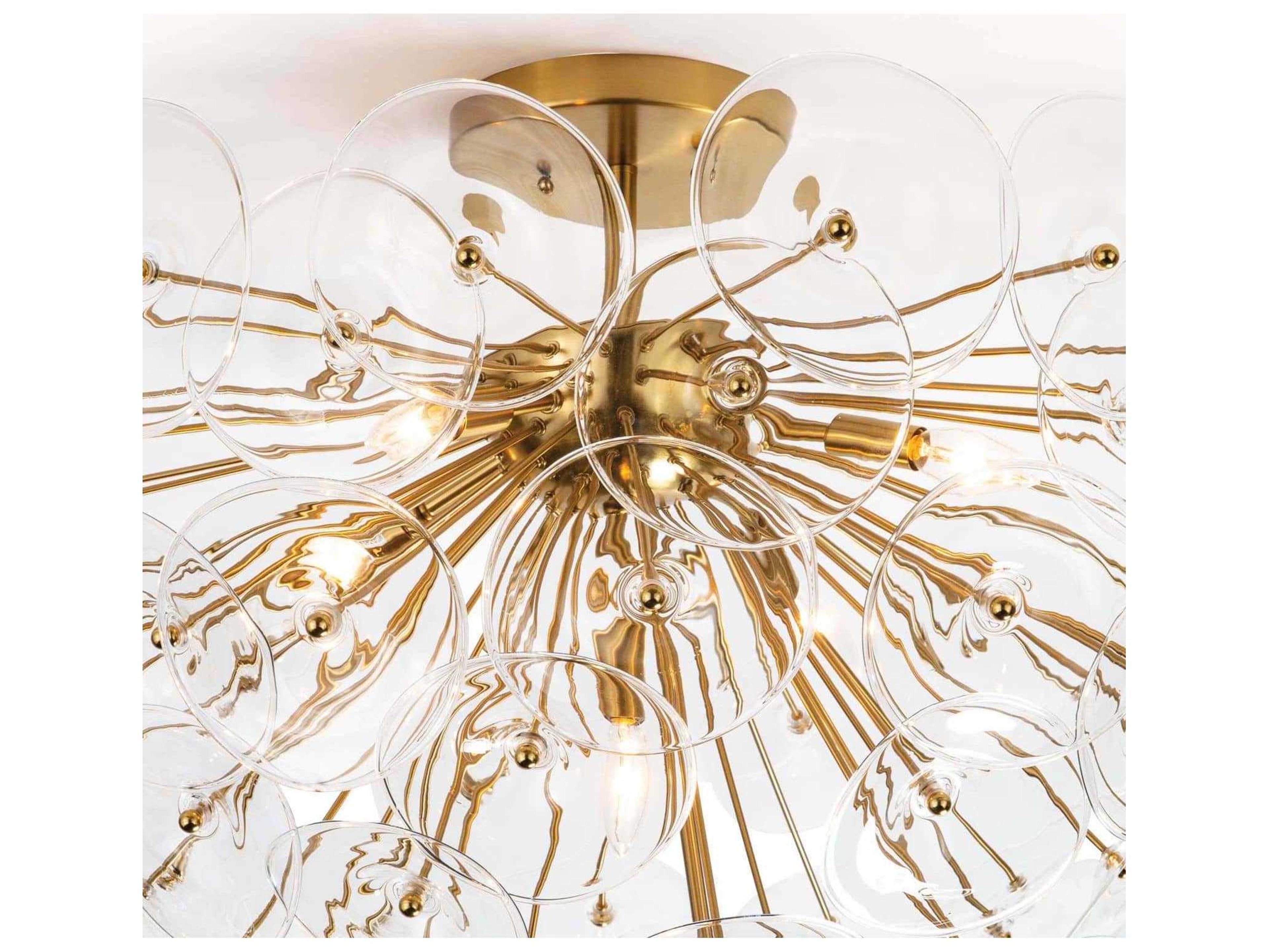 Regina Andrew Poppy 5-Light Natural Brass Glass Semi Flush Mount