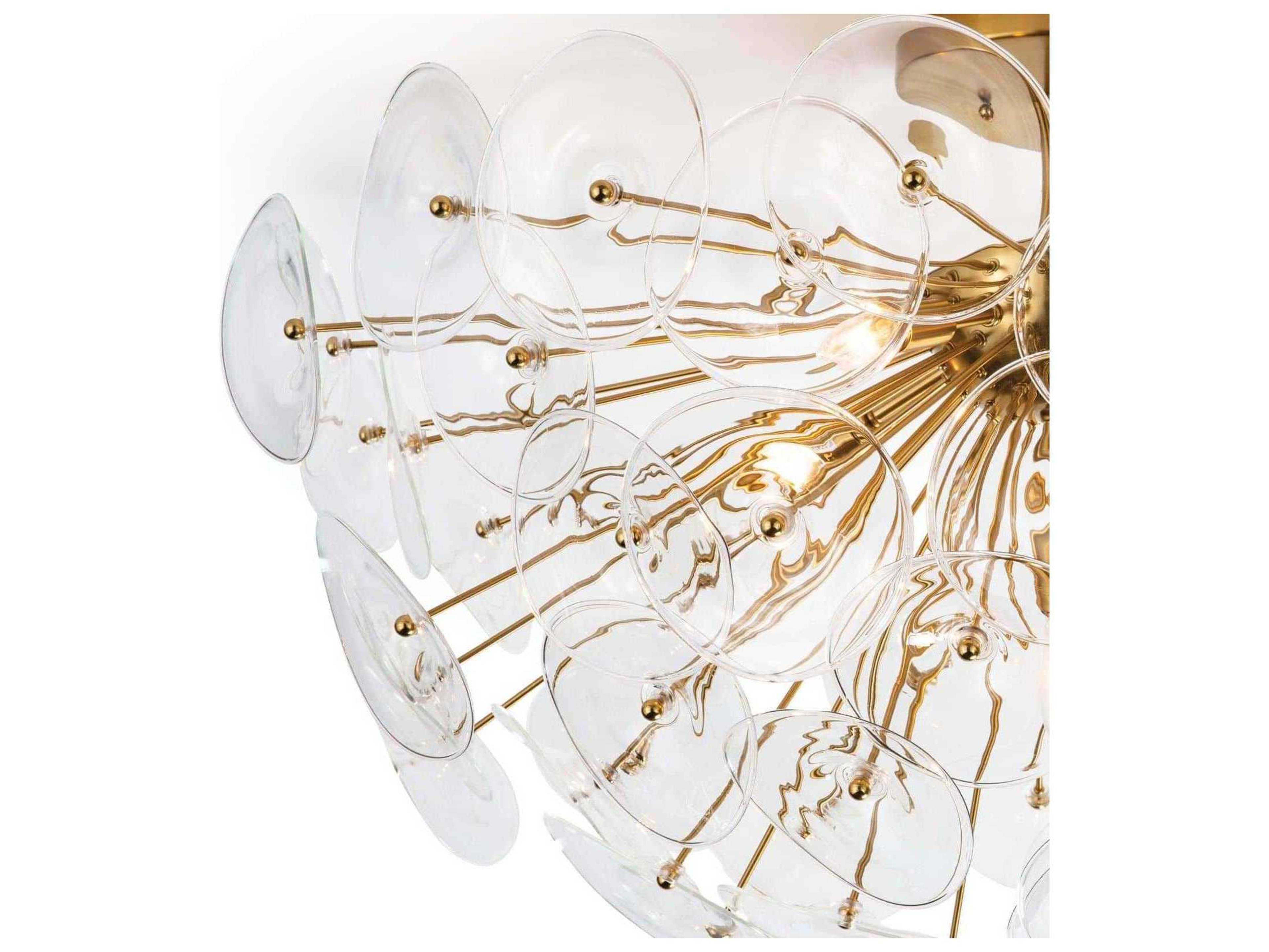 Regina Andrew Poppy 5-Light Natural Brass Glass Semi Flush Mount