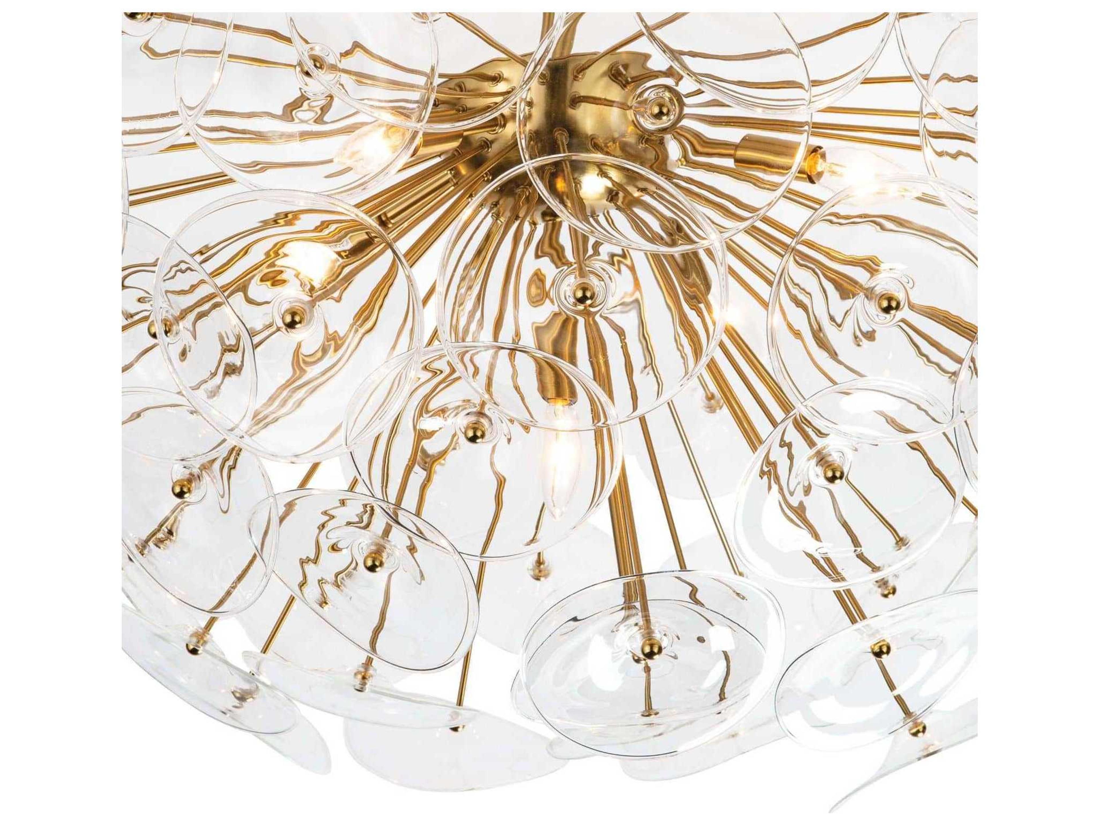 Regina Andrew Poppy 5-Light Natural Brass Glass Semi Flush Mount