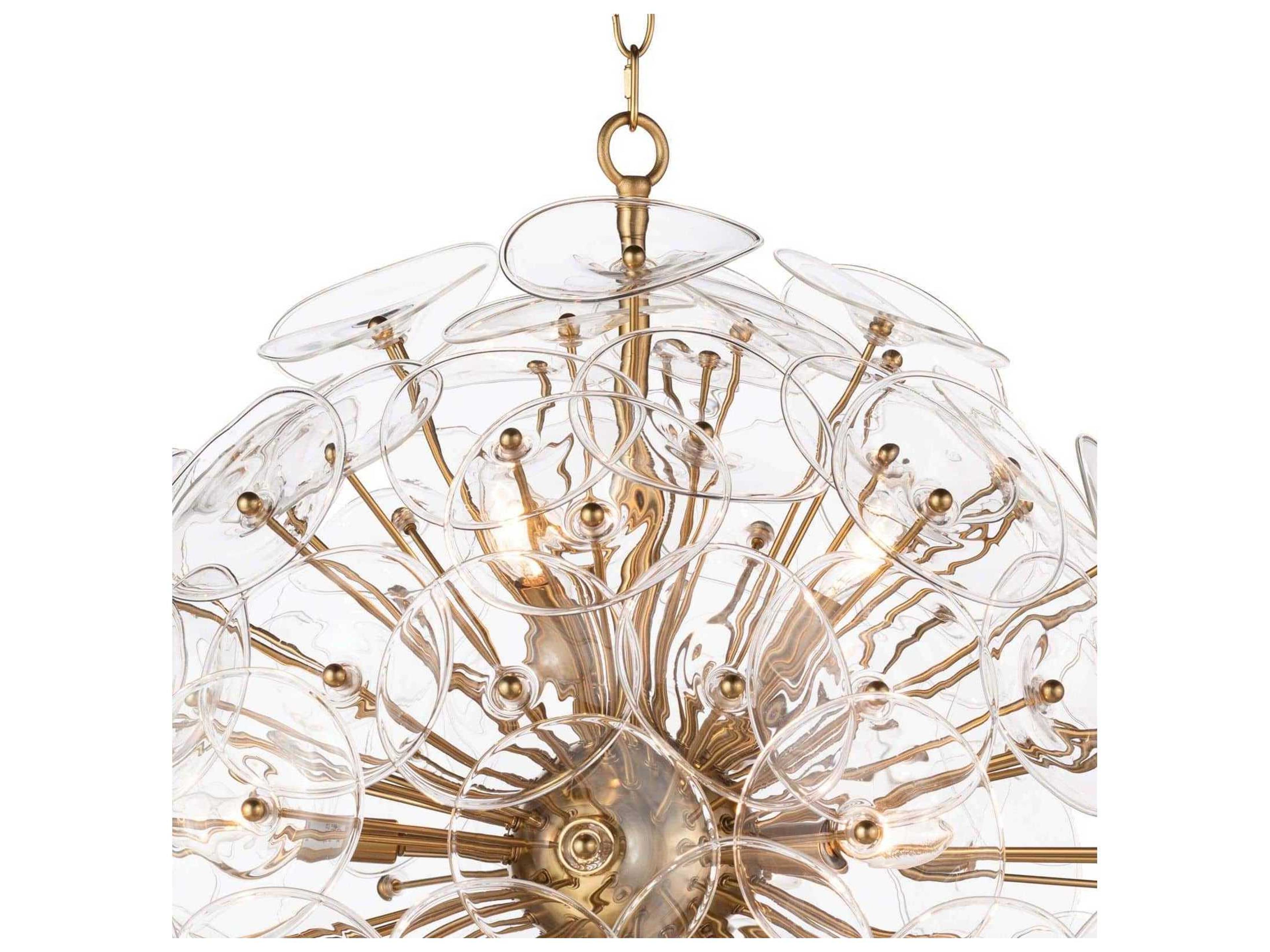 Regina Andrew Poppy 9-Light Natural Brass Glass Round Chandelier