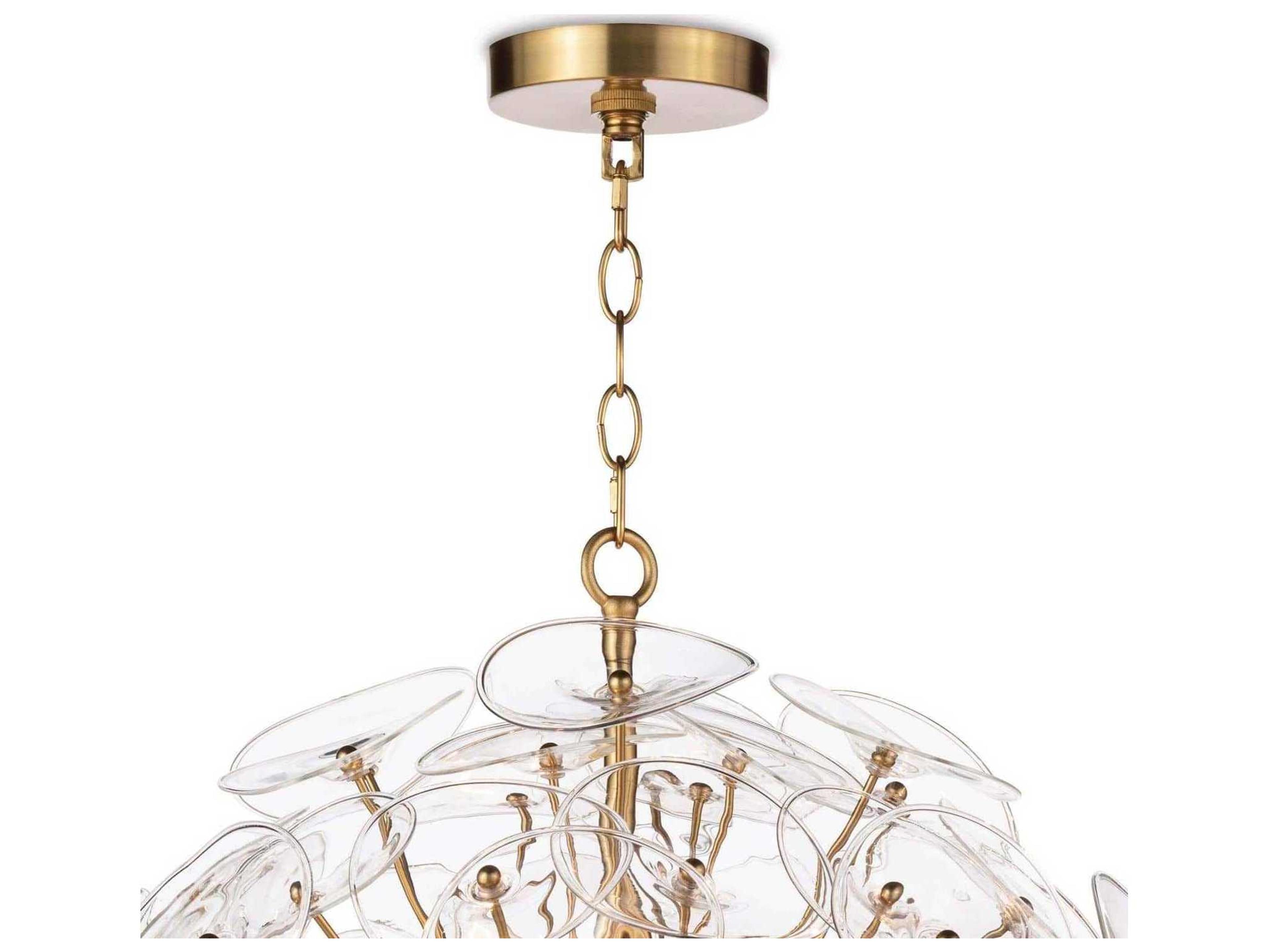 Regina Andrew Poppy 9-Light Natural Brass Glass Round Chandelier