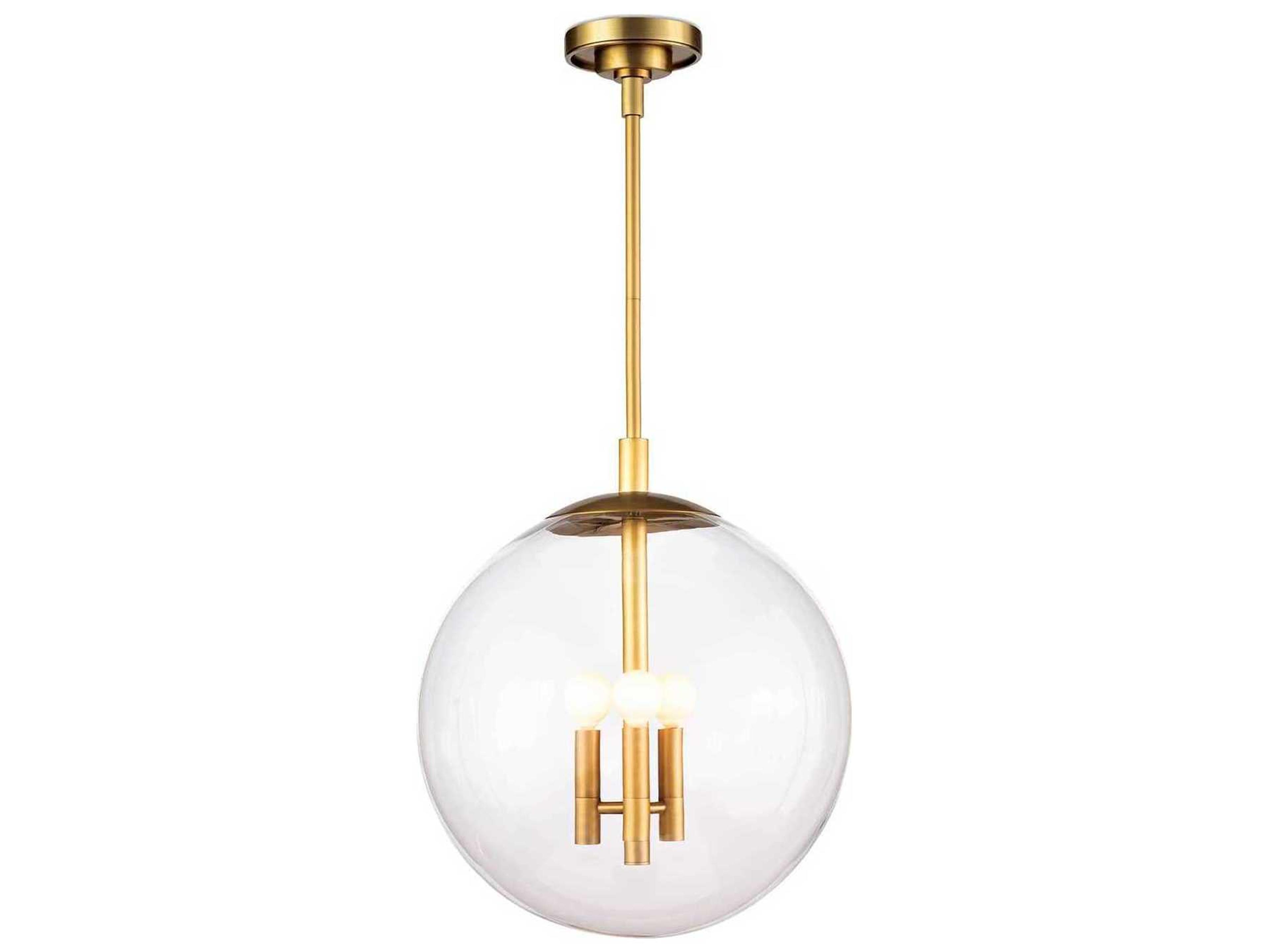 Cafe 3-Light Natural Brass Glass Globe Mini Pendant