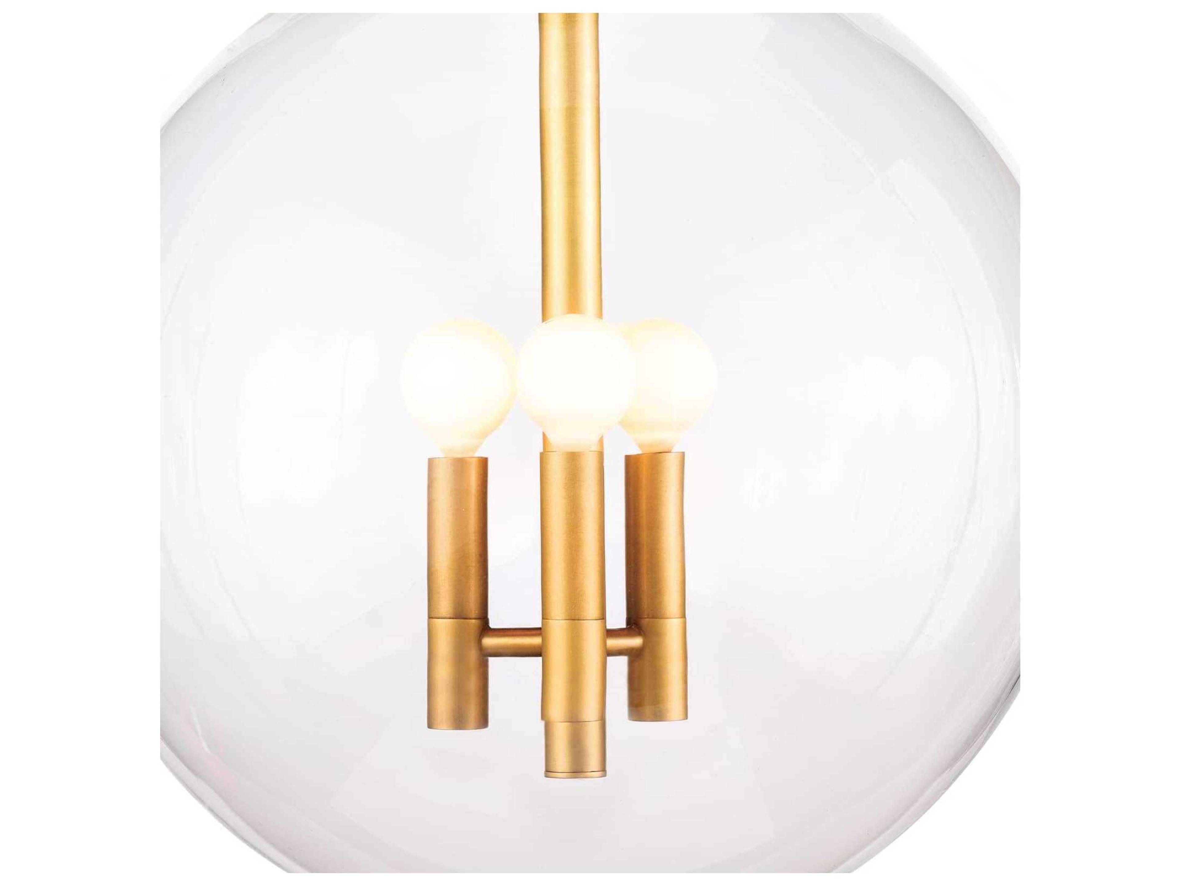 Regina Andrew Cafe 3-Light Natural Brass Glass Globe Mini Pendant