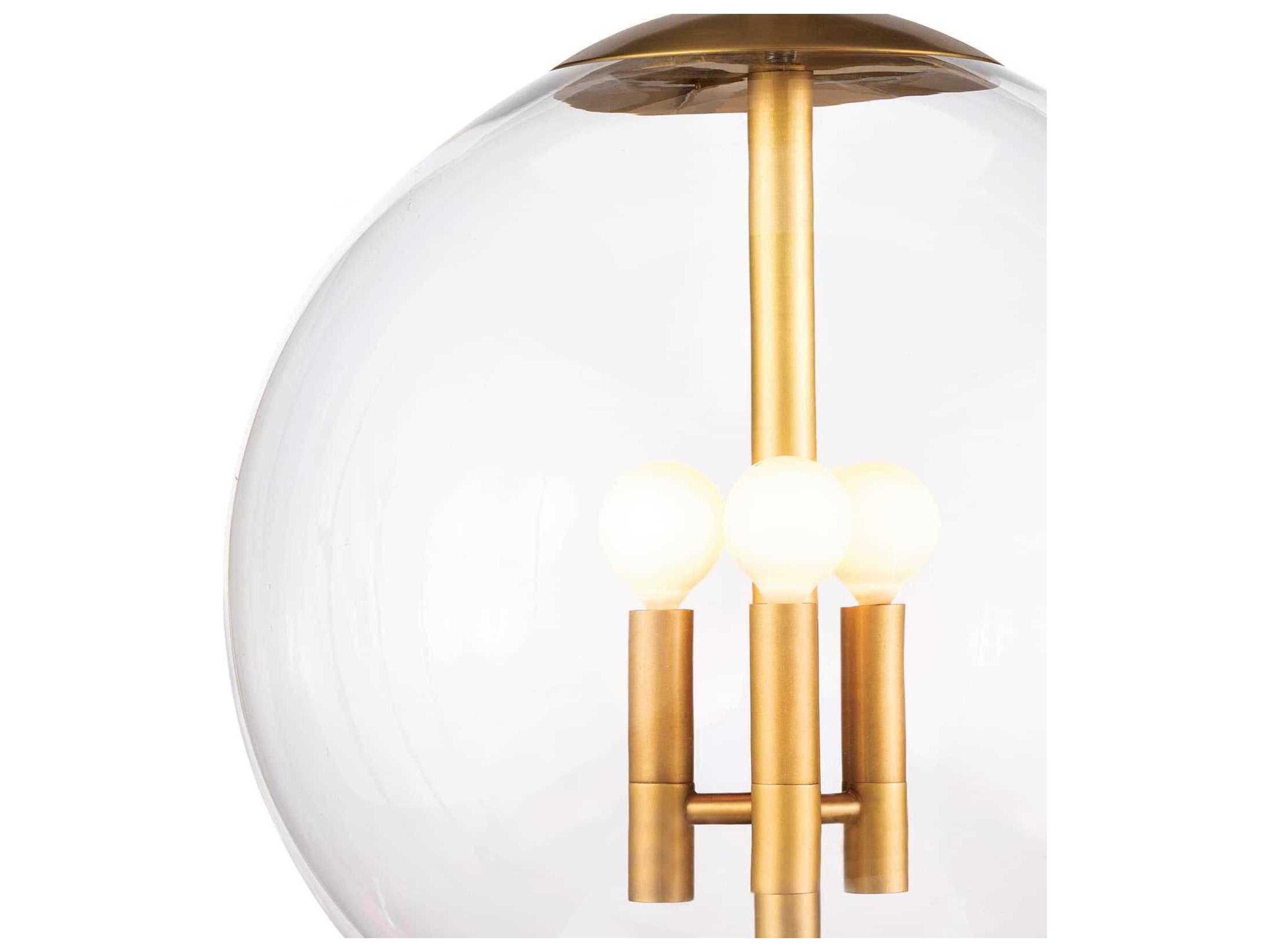 Regina Andrew Cafe 3-Light Natural Brass Glass Globe Mini Pendant