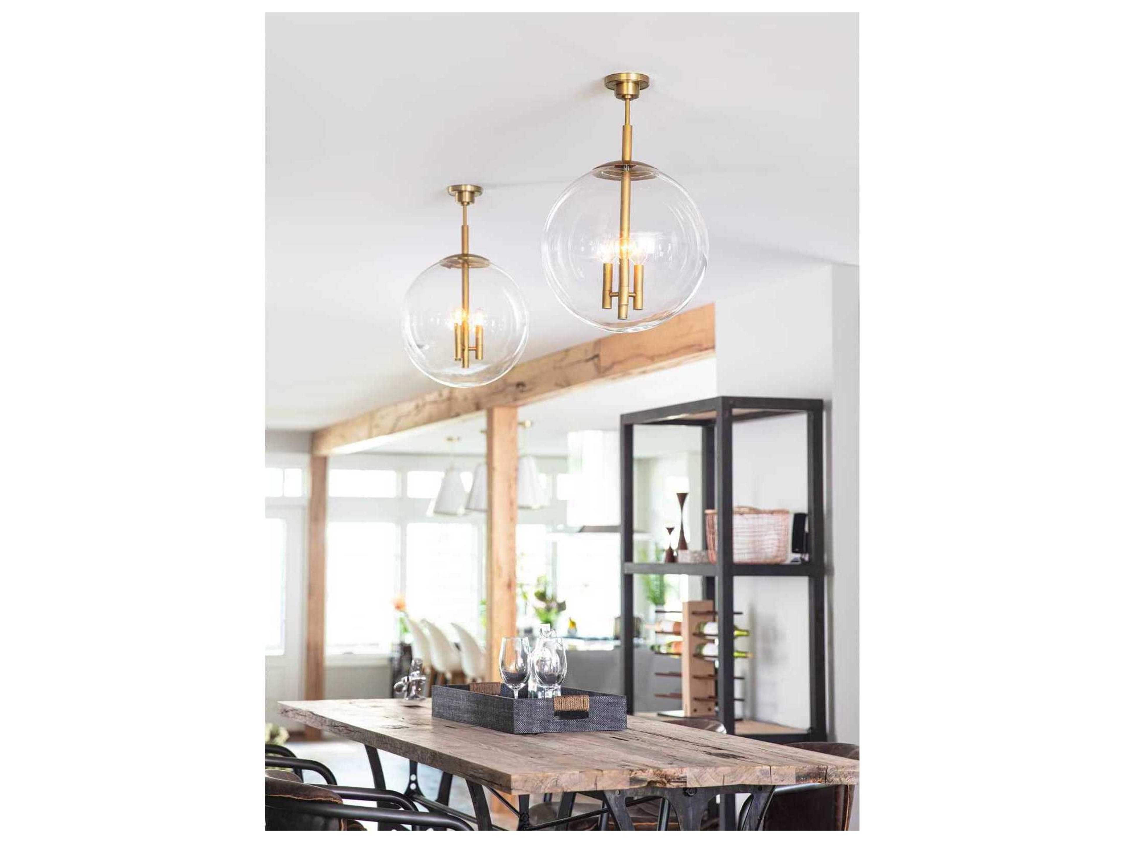 Regina Andrew Cafe 3-Light Natural Brass Glass Globe Pendant