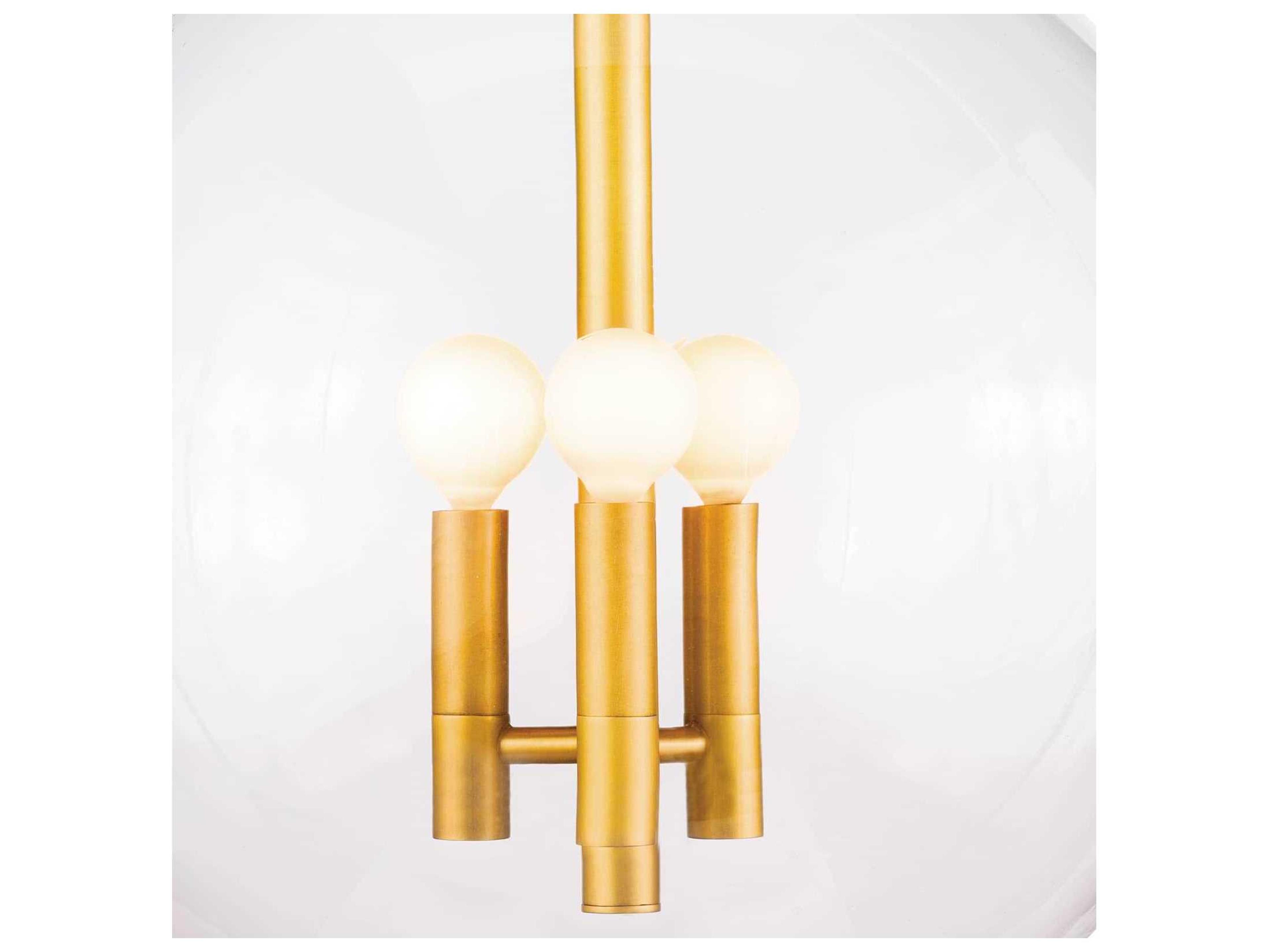 Regina Andrew Cafe 3-Light Natural Brass Glass Globe Pendant