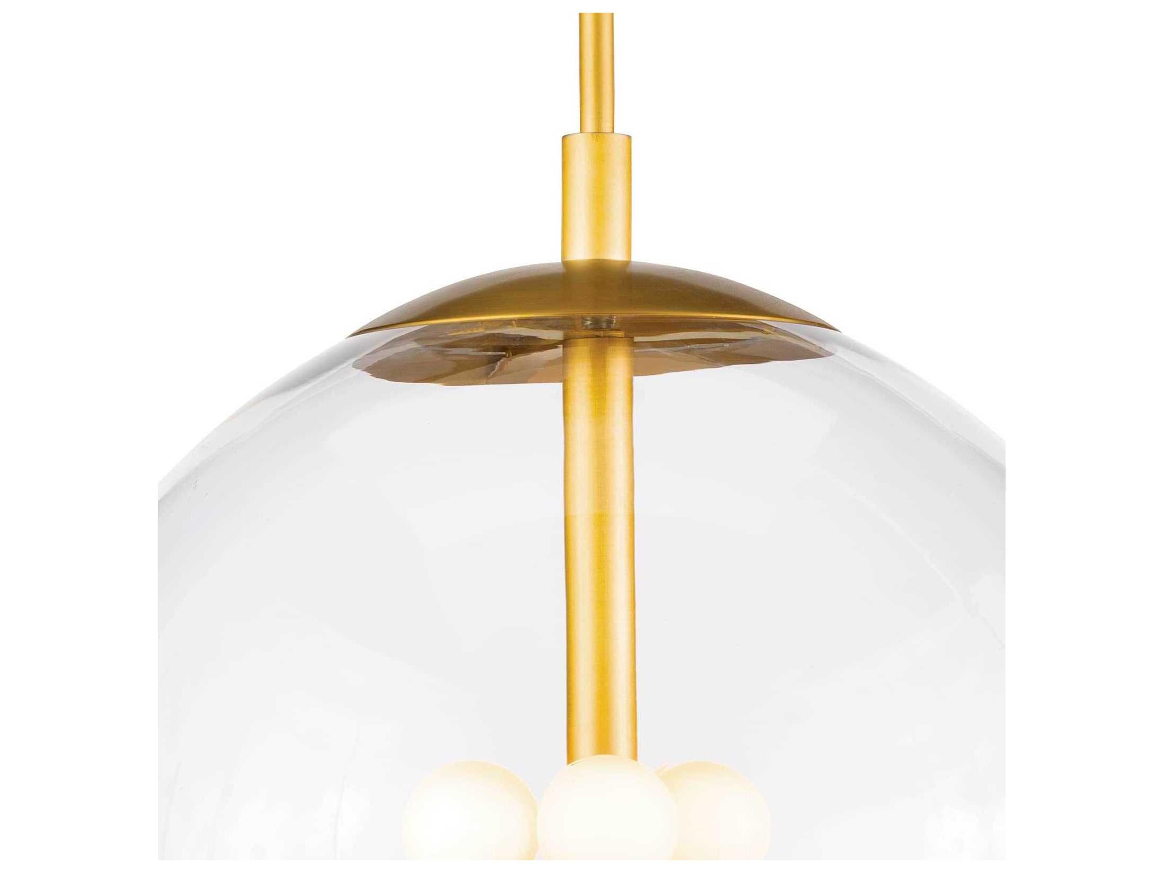 Regina Andrew Cafe 3-Light Natural Brass Glass Globe Pendant