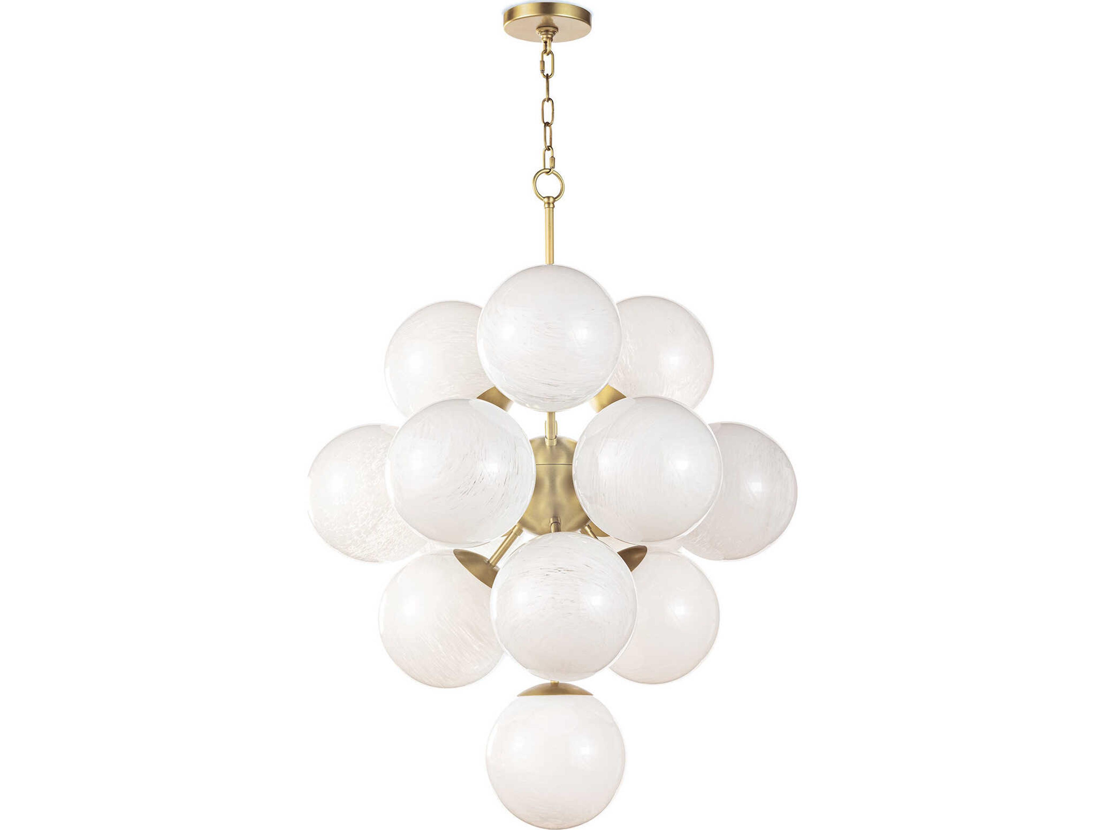 La Dame 13-Light Natural Brass White Globe Pendant