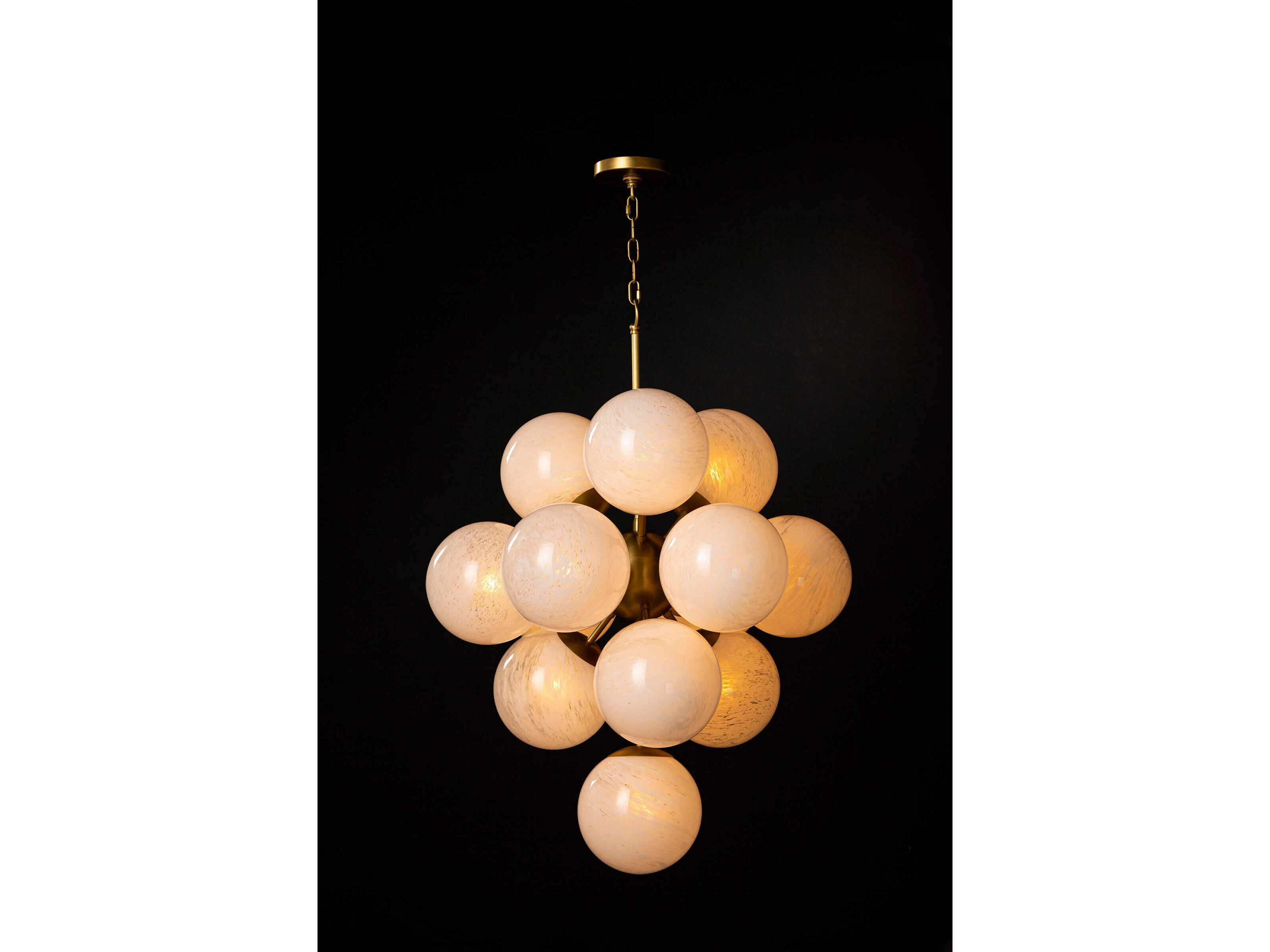 Regina Andrew La Dame 13-Light Natural Brass White Globe Pendant