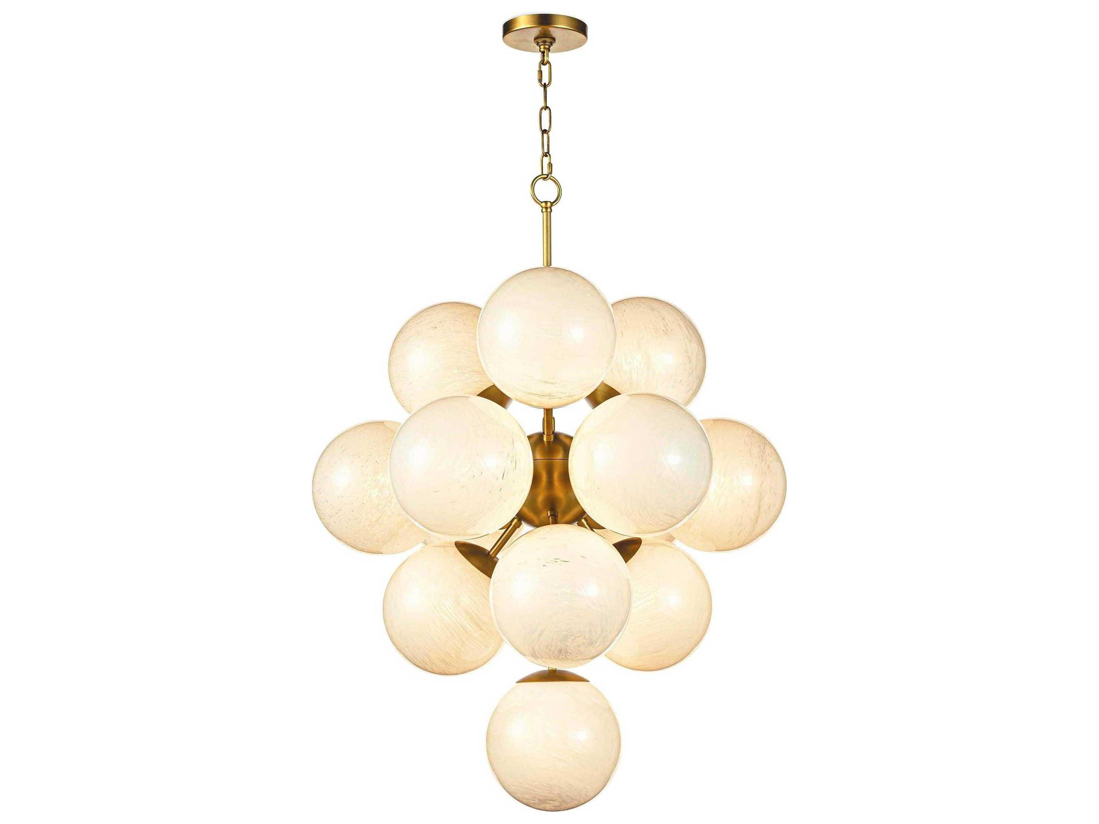 Regina Andrew La Dame 13-Light Natural Brass White Globe Pendant