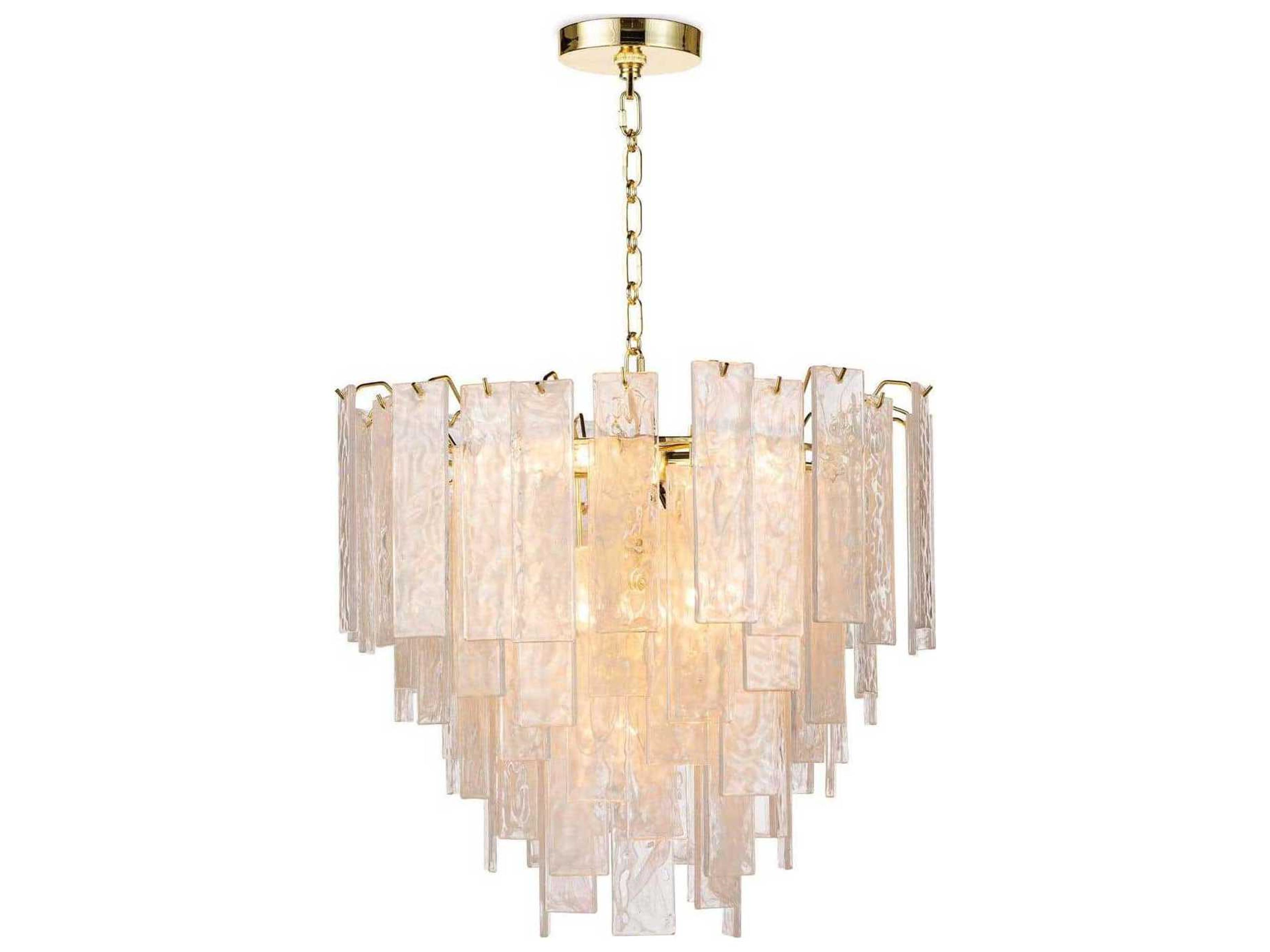 Glacier 8-Light Clear Brass Glass Pendant