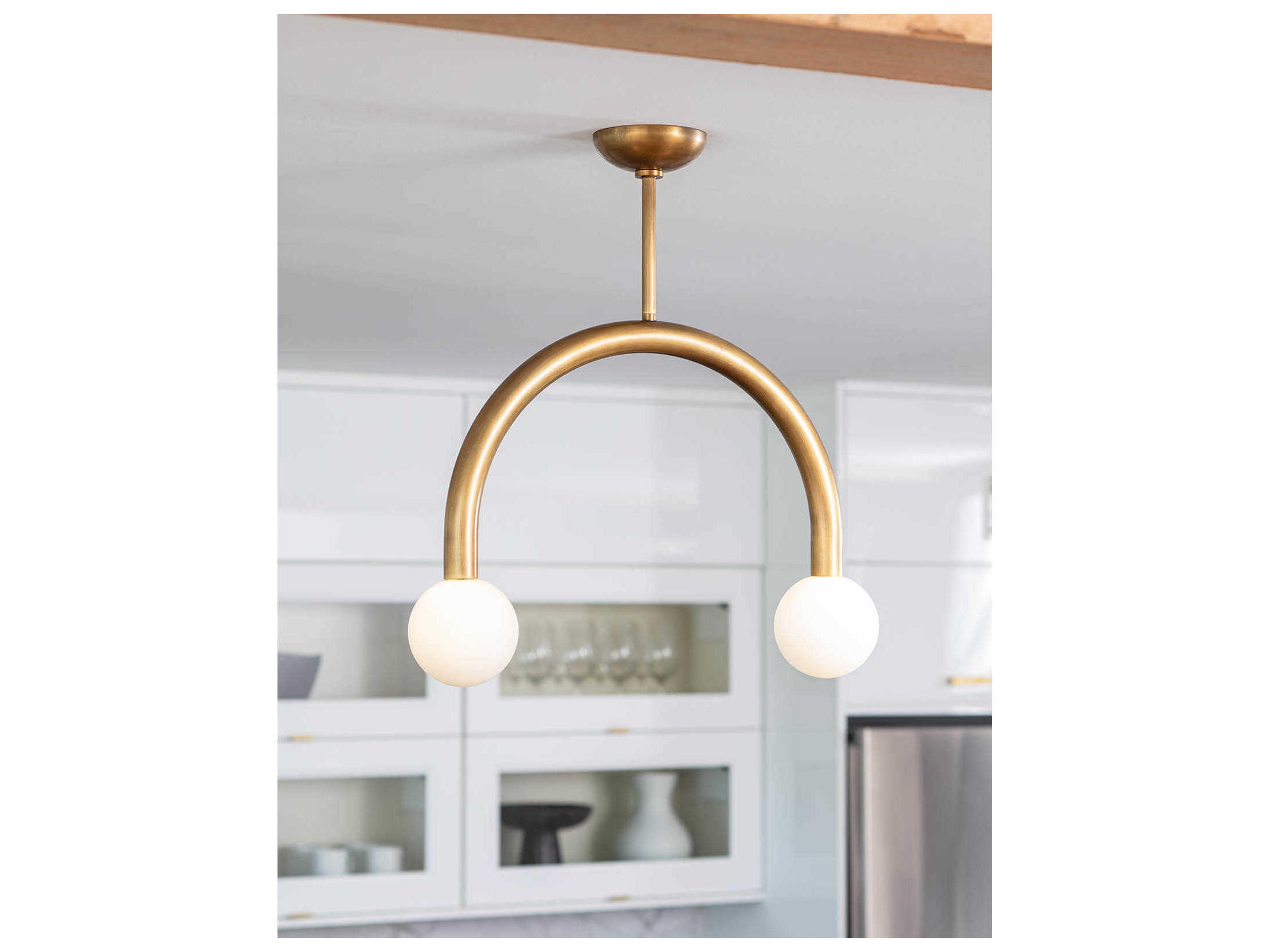 Regina Andrew Happy 2-Light Natural Brass Glass LED Globe Pendant