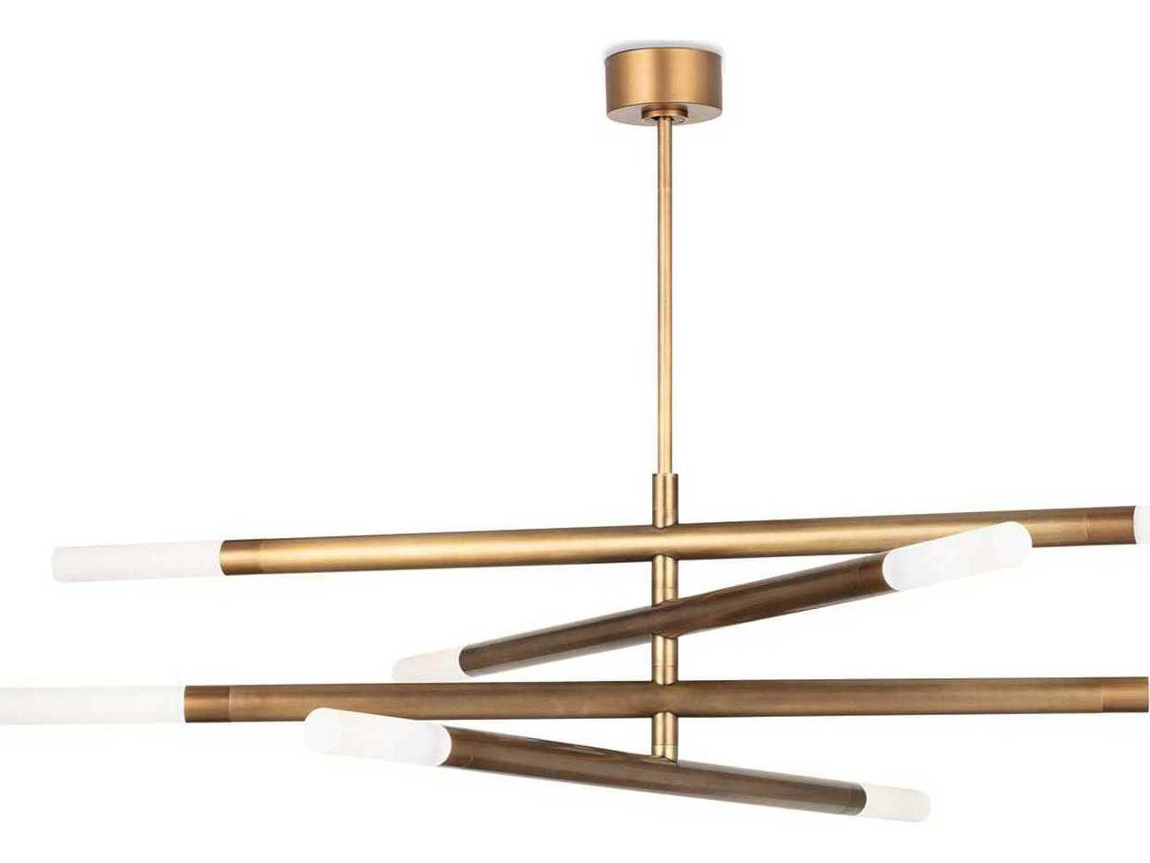 Wick Linear Chandelier in Natural Brass
