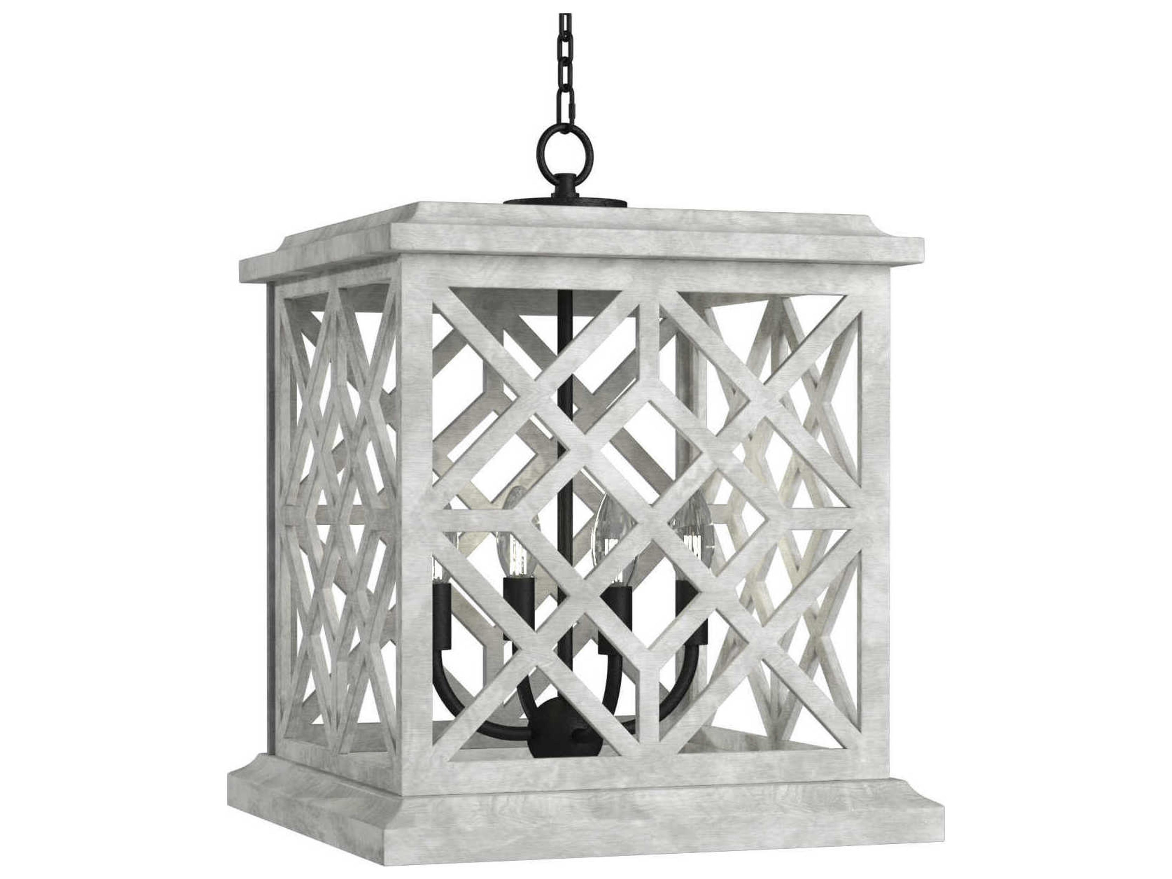 4-Light White Candelabra Lantern Chandelier