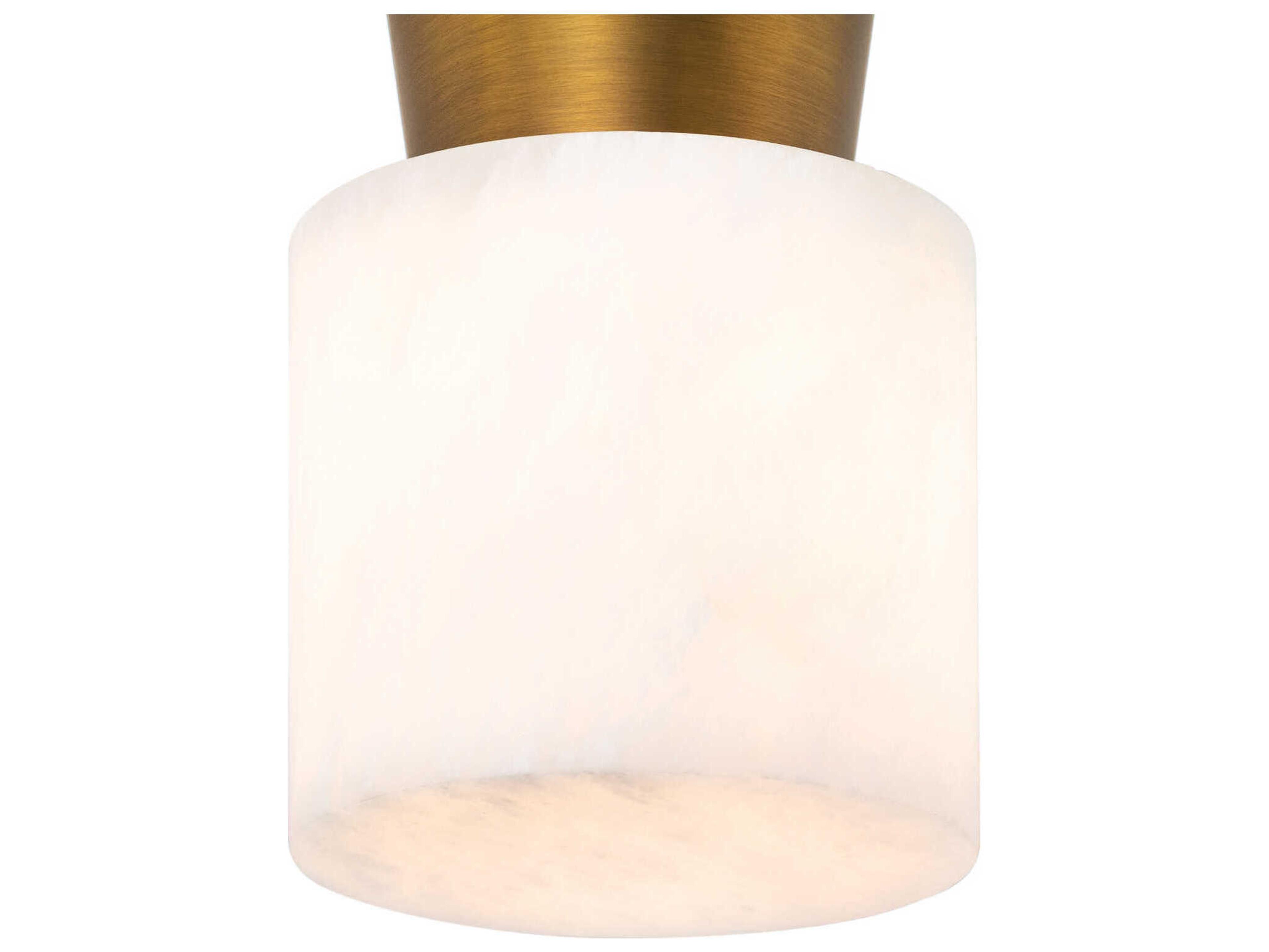 Regina Andrew 1-Light Natural Stone Brass Cylinder Flush Mount