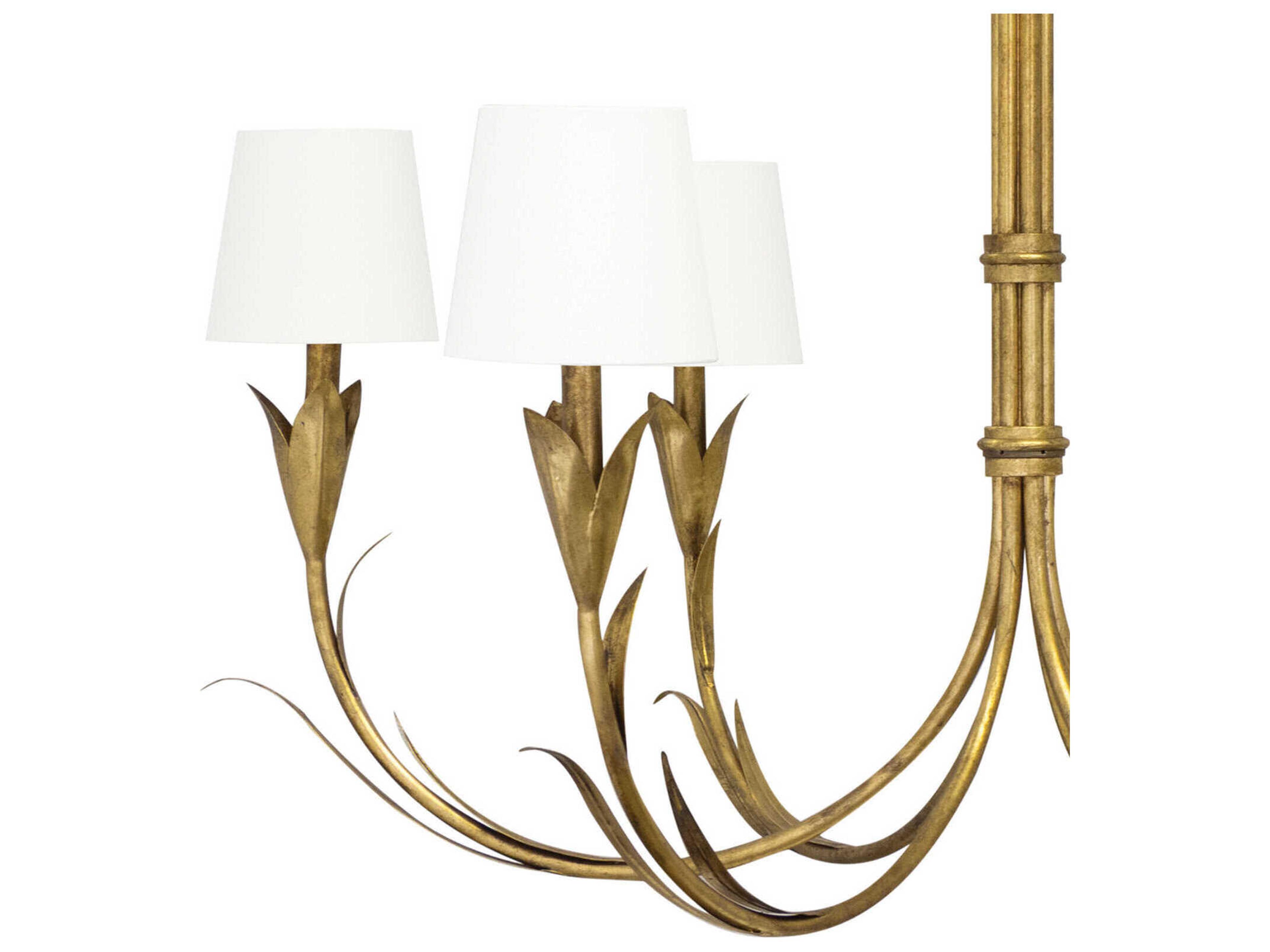 Regina Andrew River Reed 6-Light Antique Gold Leaf Candelabra Chandelier