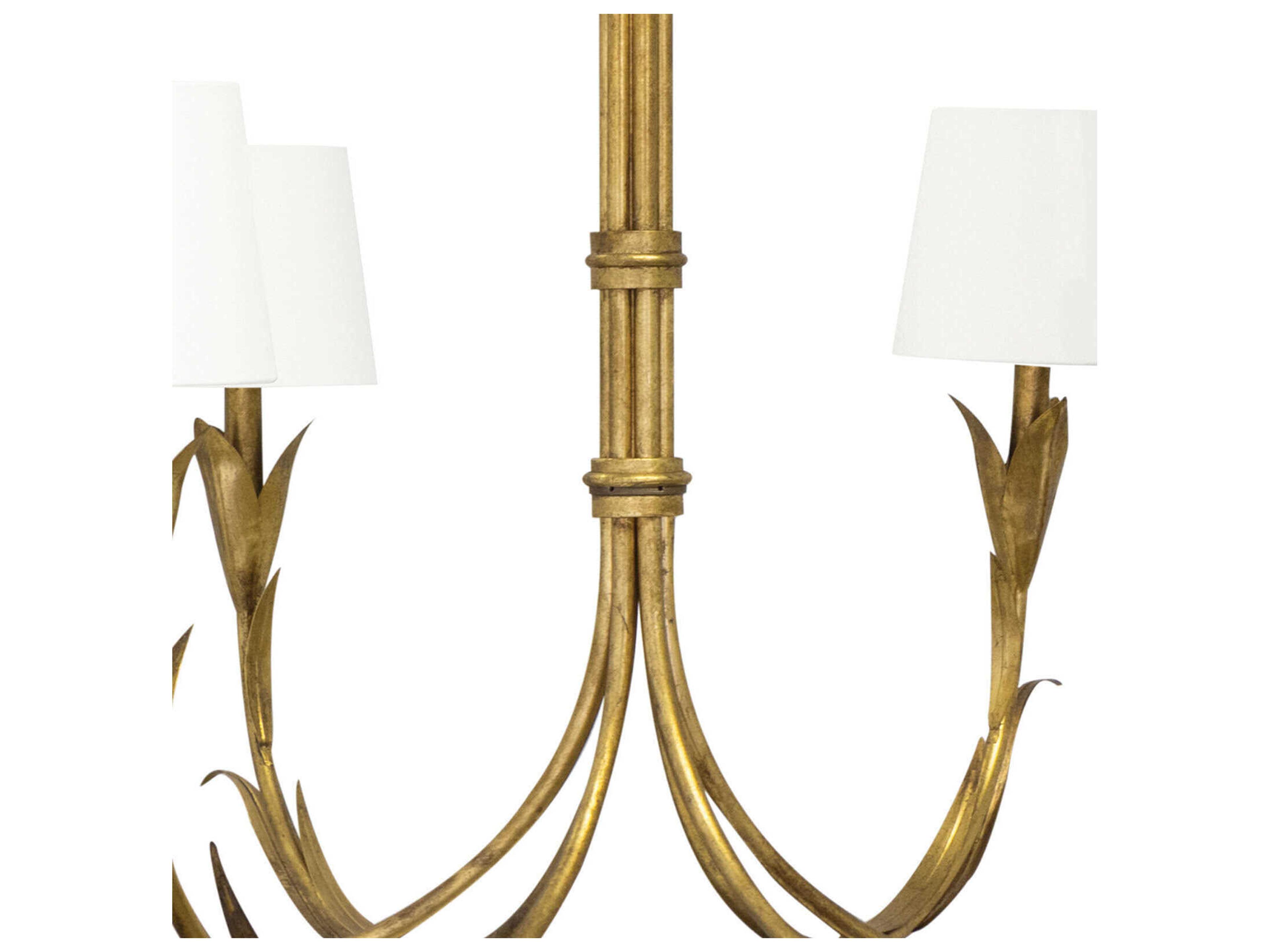 Regina Andrew River Reed 6-Light Antique Gold Leaf Candelabra Chandelier