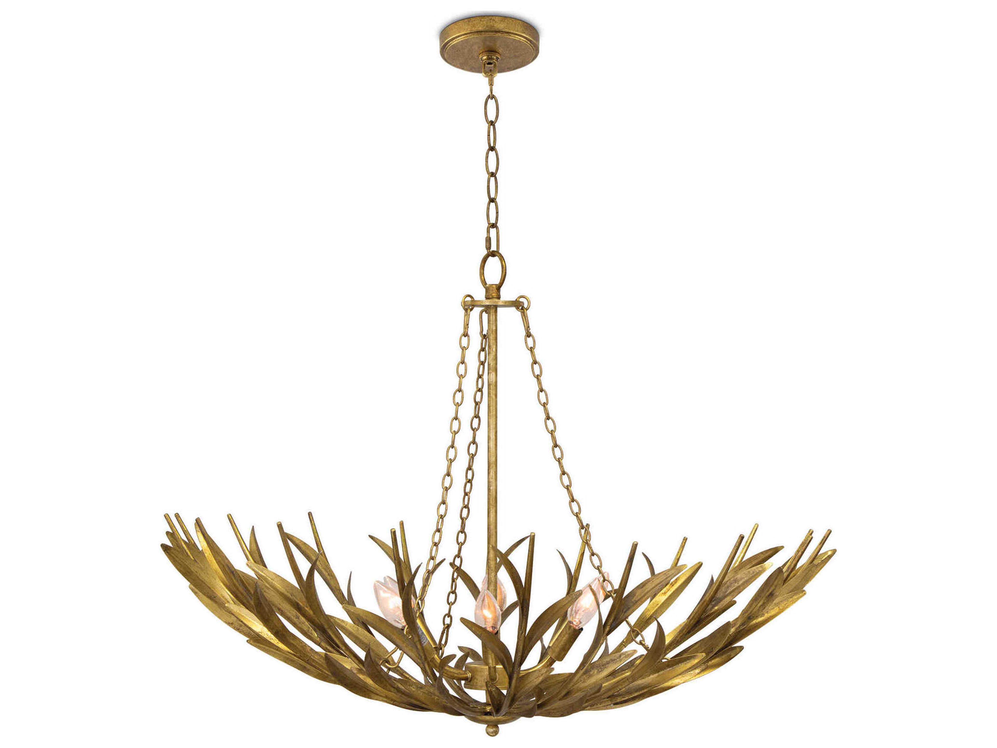 River Reed 6-Light Antique Gold Leaf Candelabra Chandelier