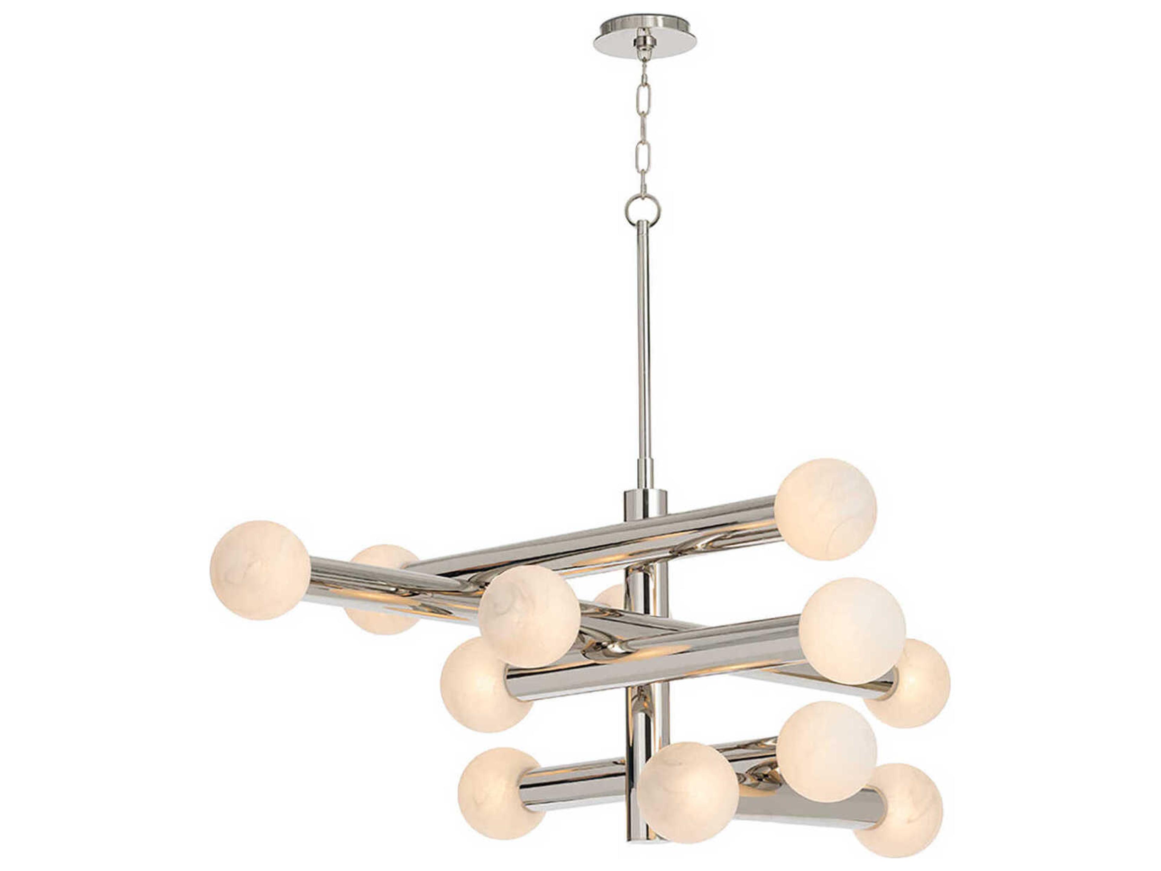 Dion 12-Light Polished Nickel Globe Tiered Chandelier