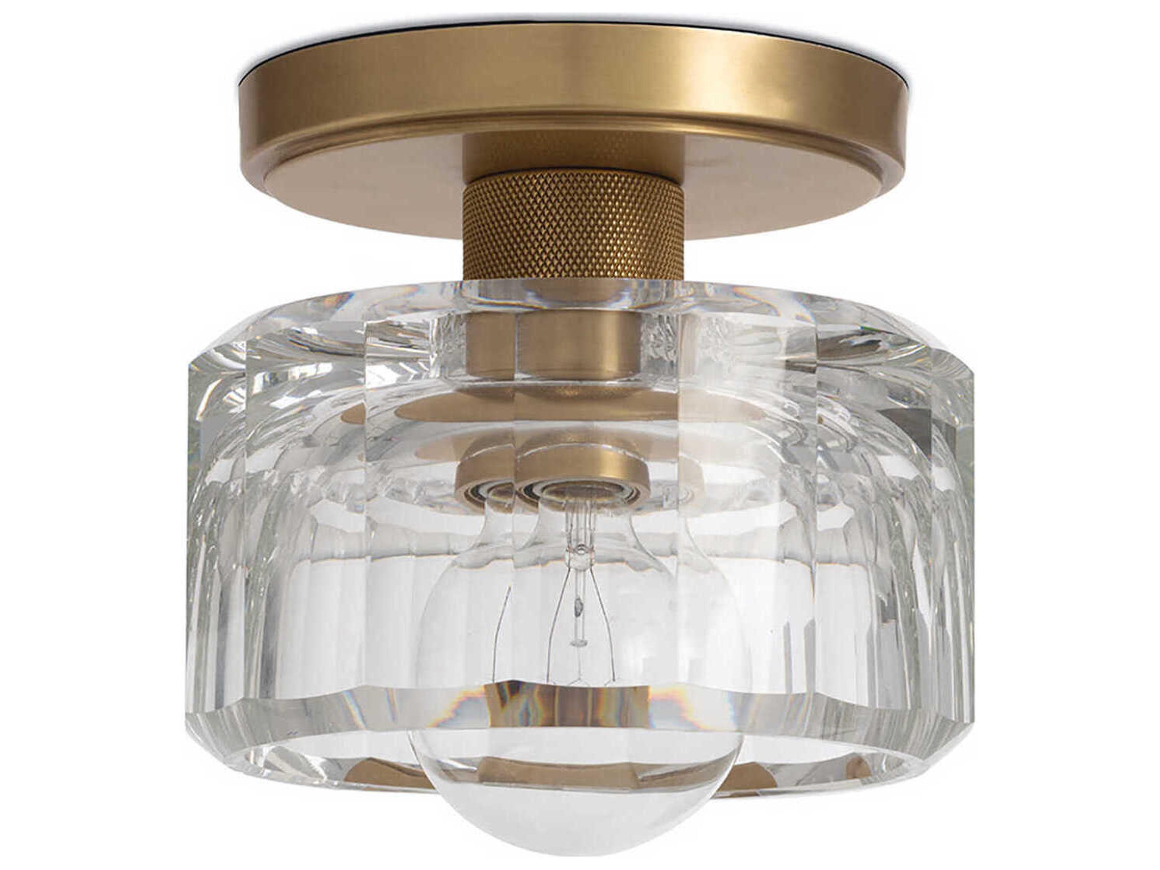 Regina Andrew Bijoux 1-Light Clear Brass Cylinder Semi Flush Mount