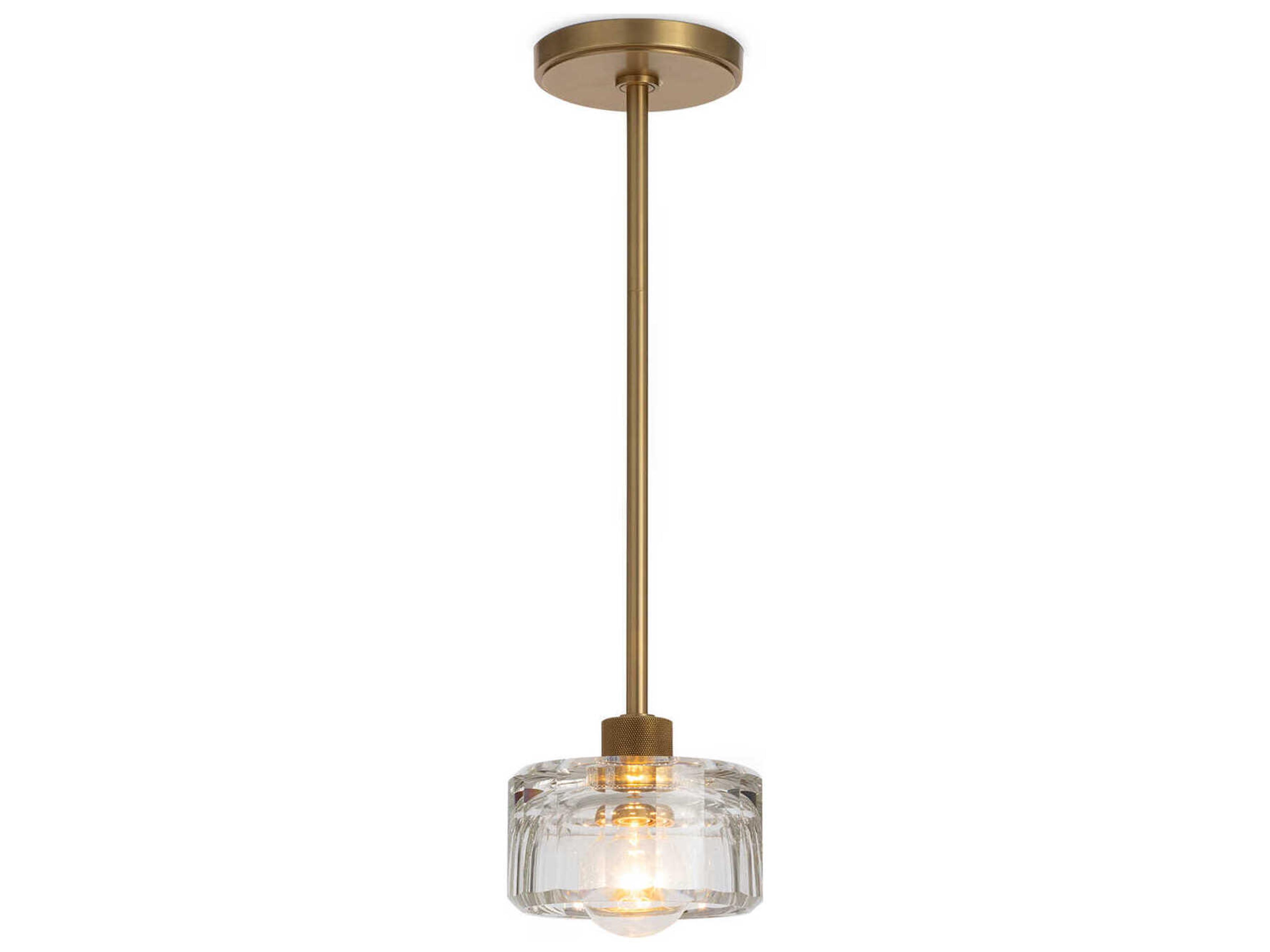 Bijoux 1-Light Clear Brass Cylinder Mini Pendant
