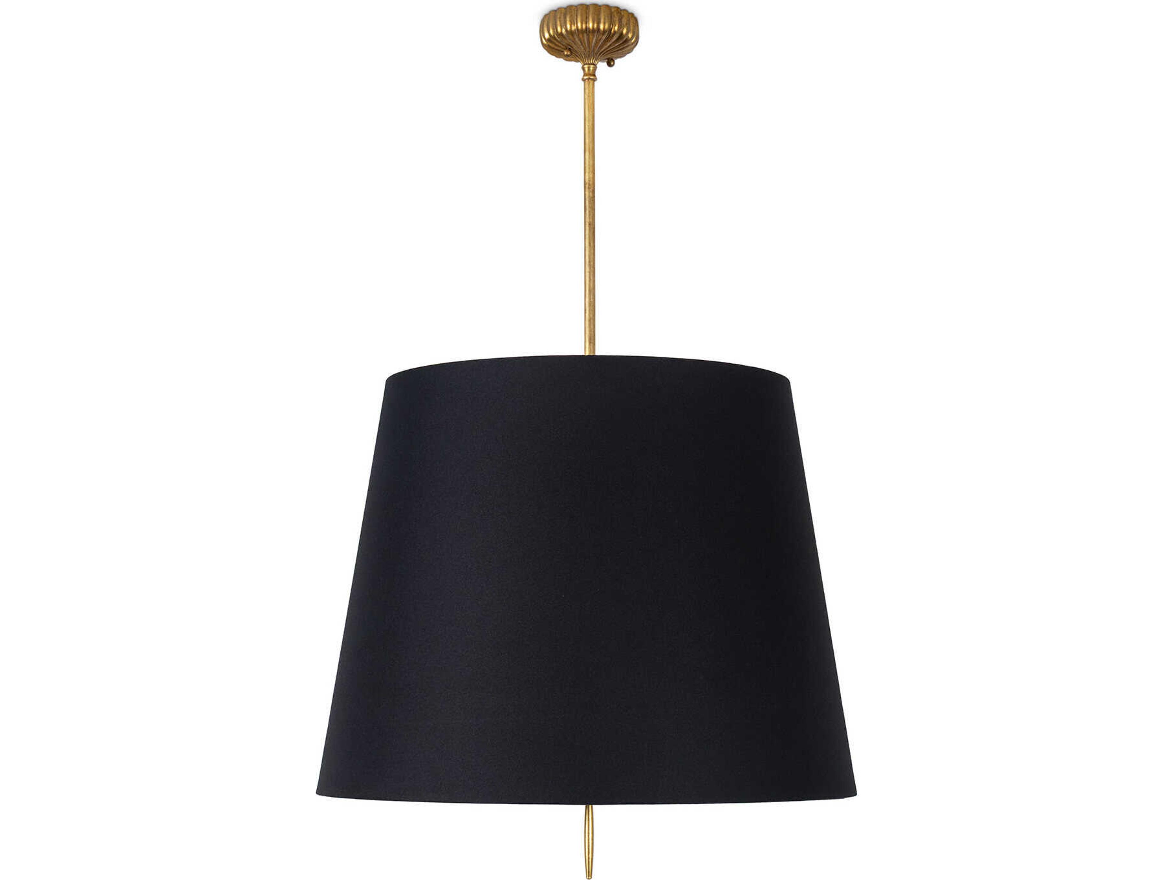 Clove 3-Light Antique Gold Leaf Black Pendant