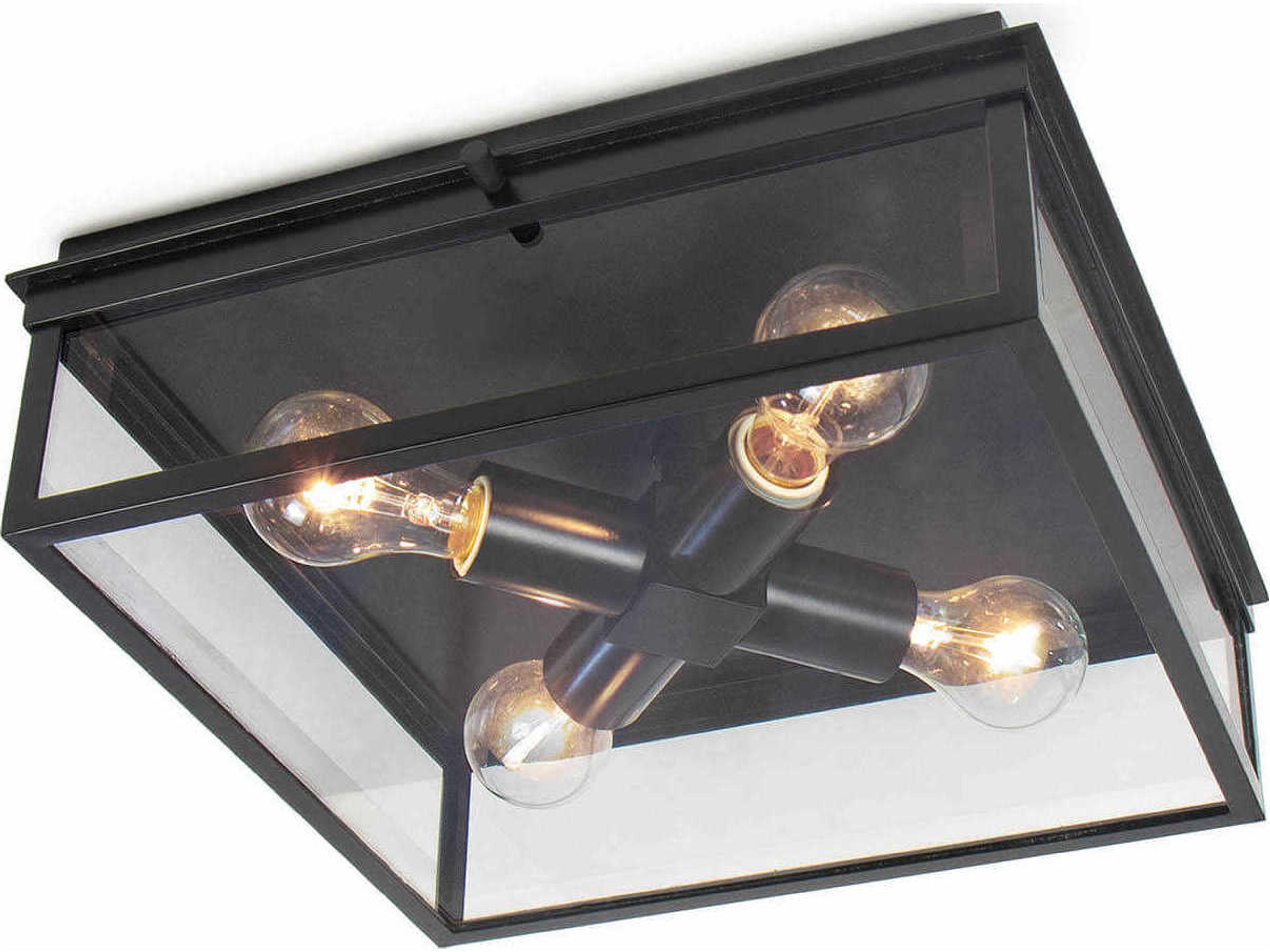 Sydney 4-Light Black Glass Geometric Flush Mount
