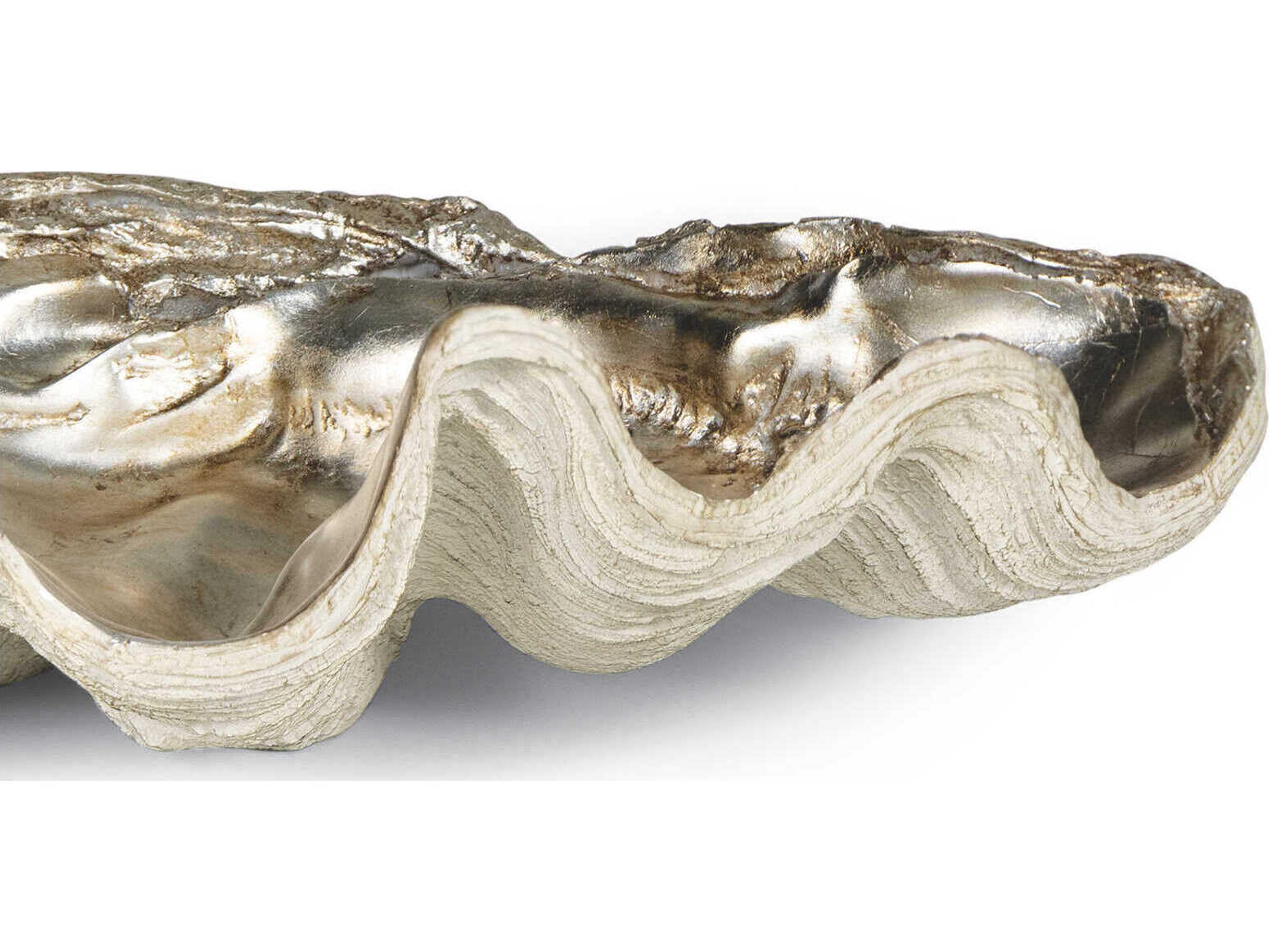 Regina Andrew Clam Ambered Silver Leaf Decorative Bowl