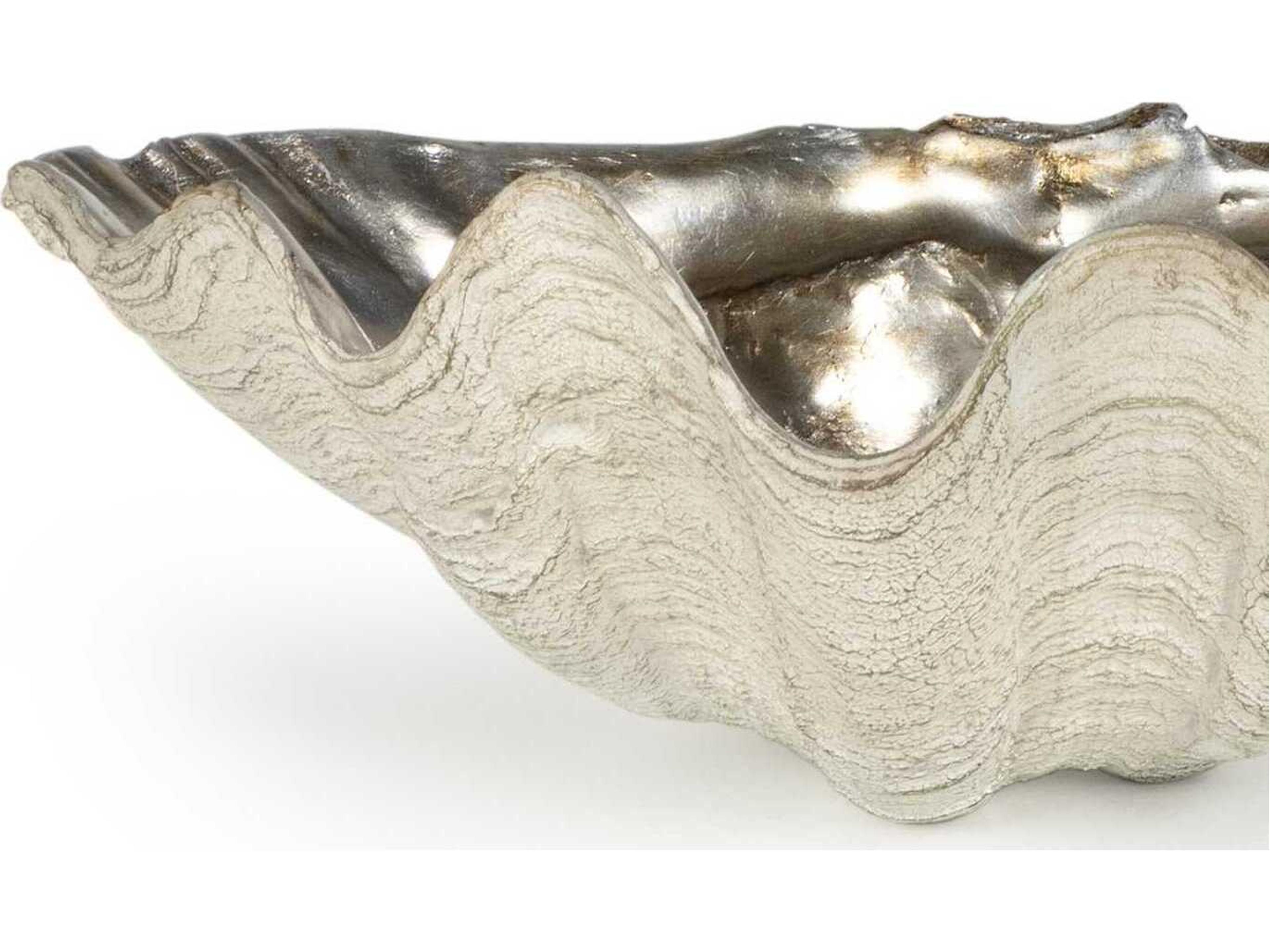 Regina Andrew Clam Ambered Silver Leaf Decorative Bowl