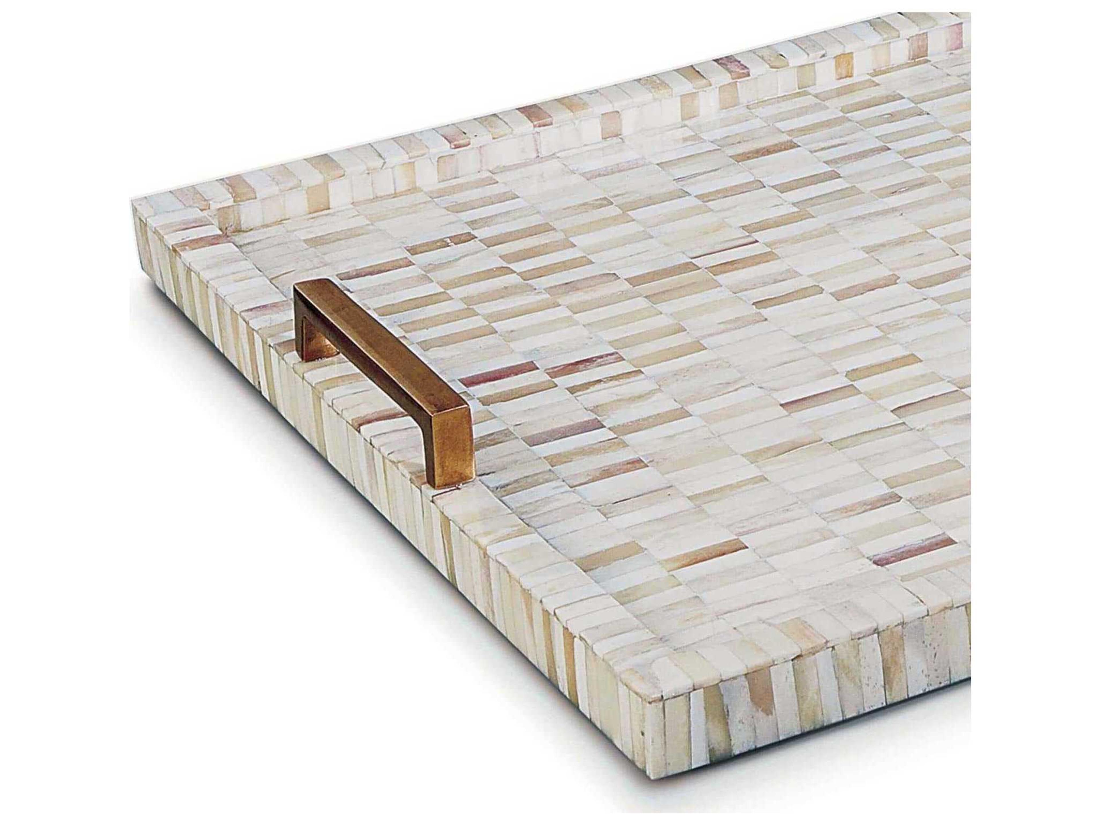 Regina Andrew White Natural Bone & Brass Tray