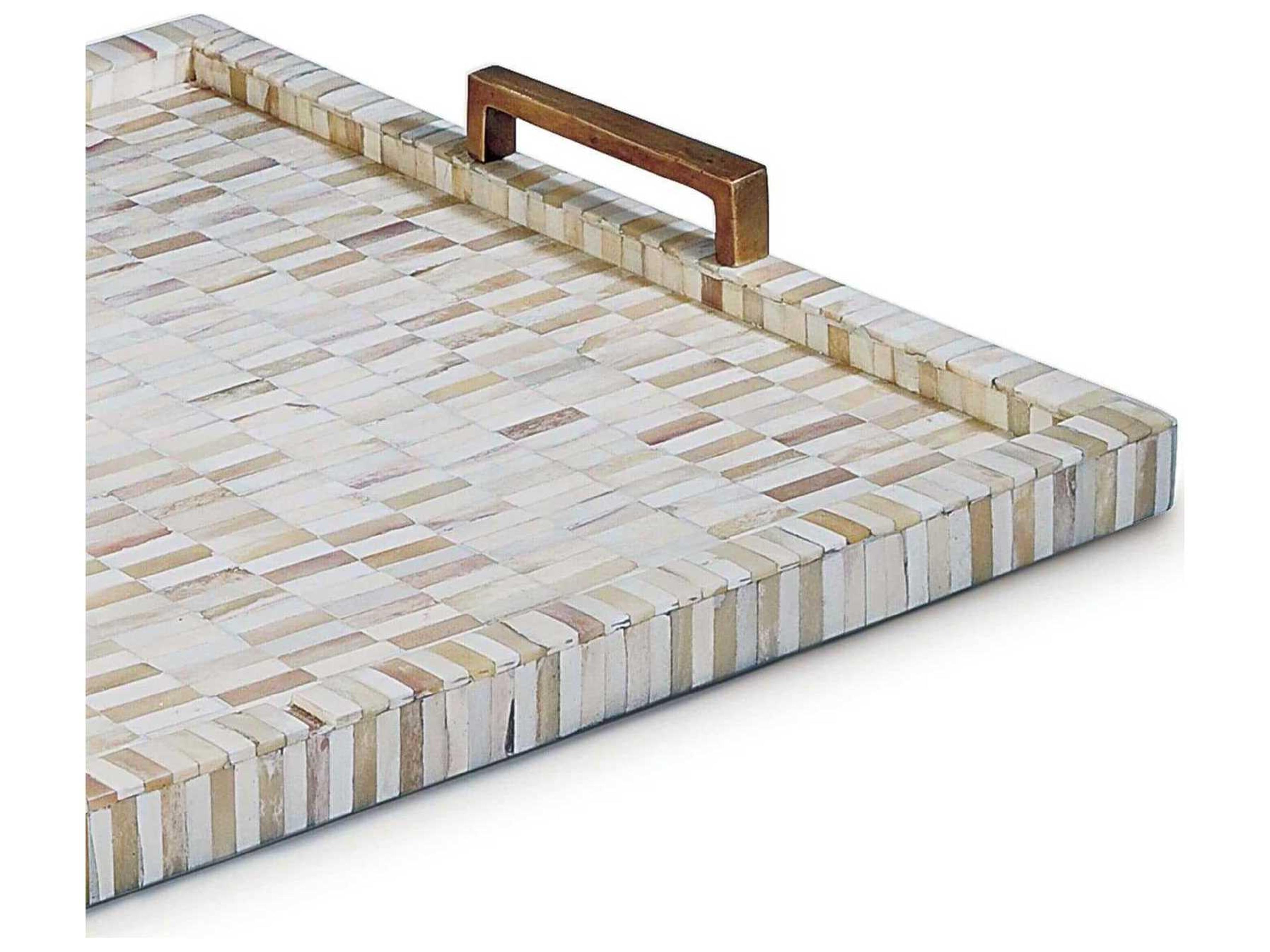 Regina Andrew White Natural Bone & Brass Tray