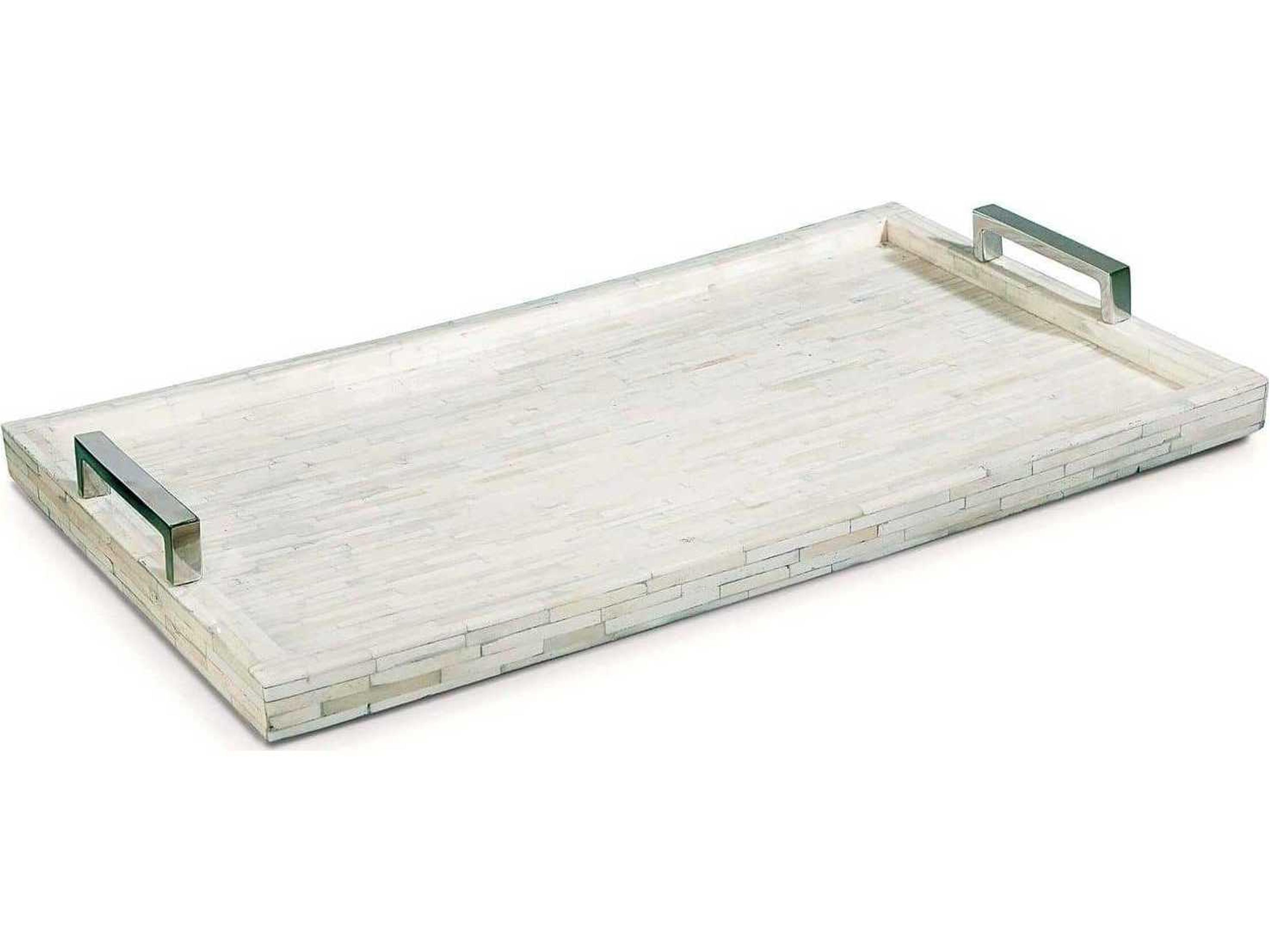White Bone and Nickel Serving Tray