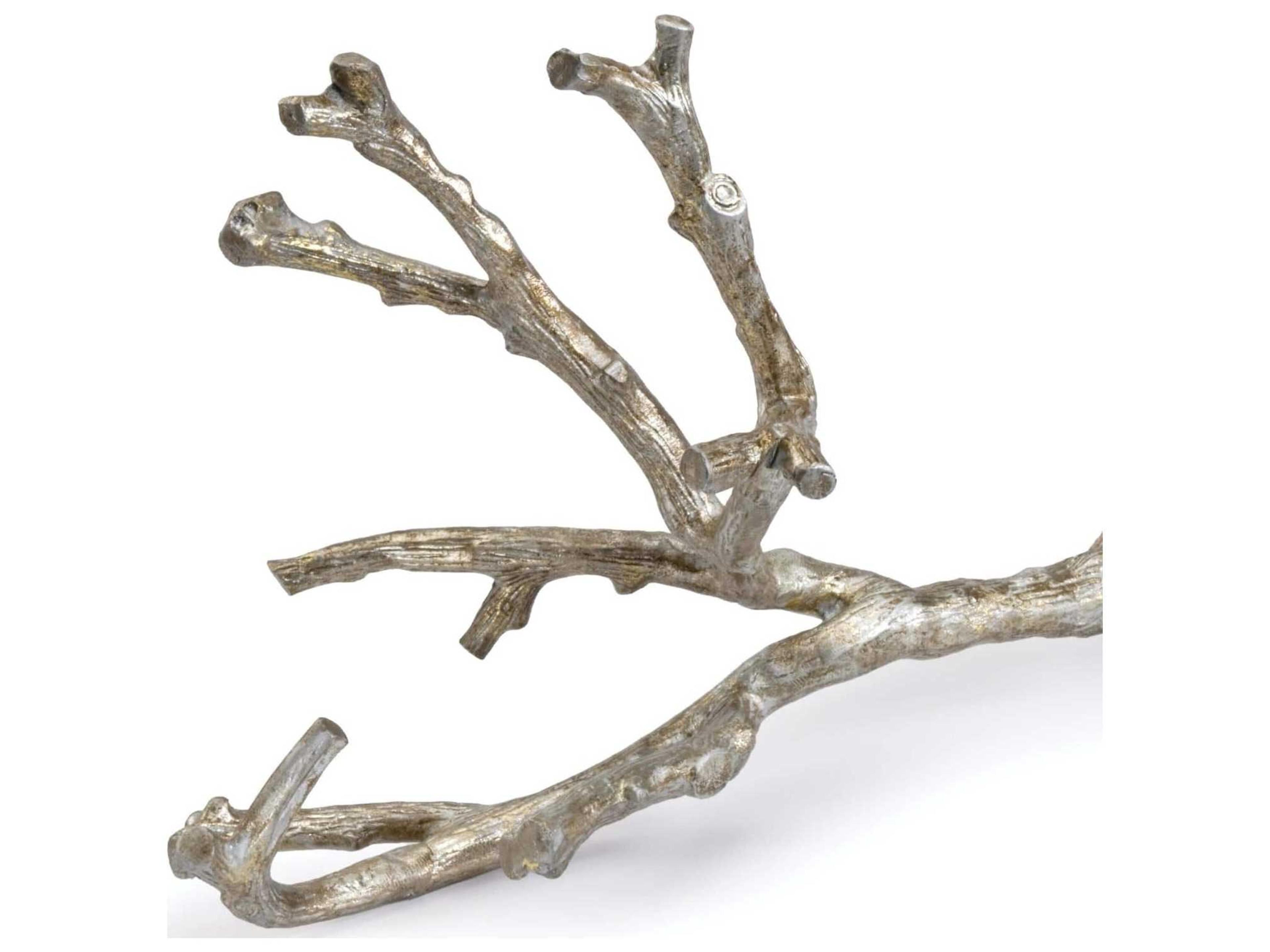 Regina Andrew Ambered Silver Leaf Metal Branch Sculpture