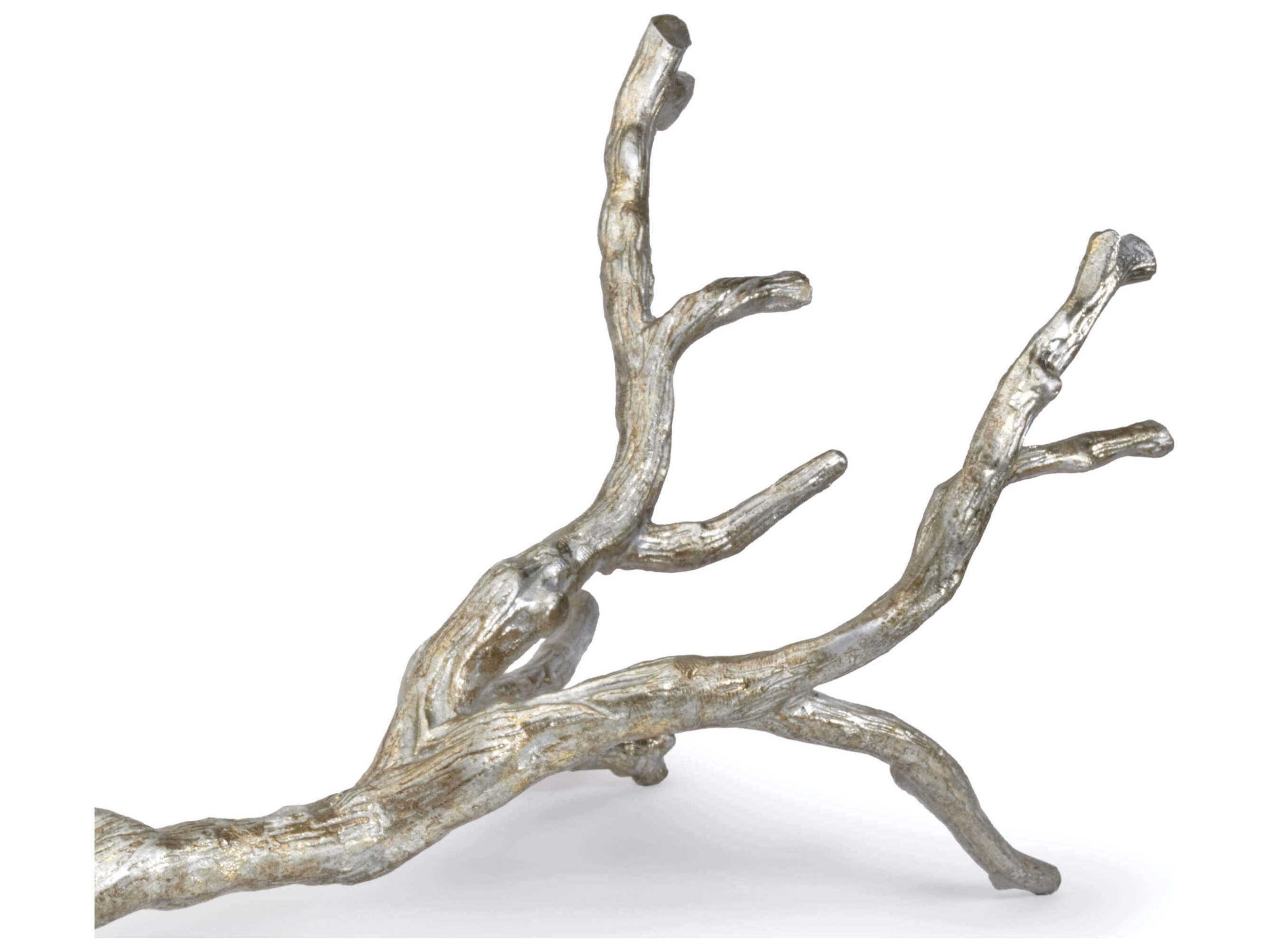 Regina Andrew Ambered Silver Leaf Metal Branch Sculpture